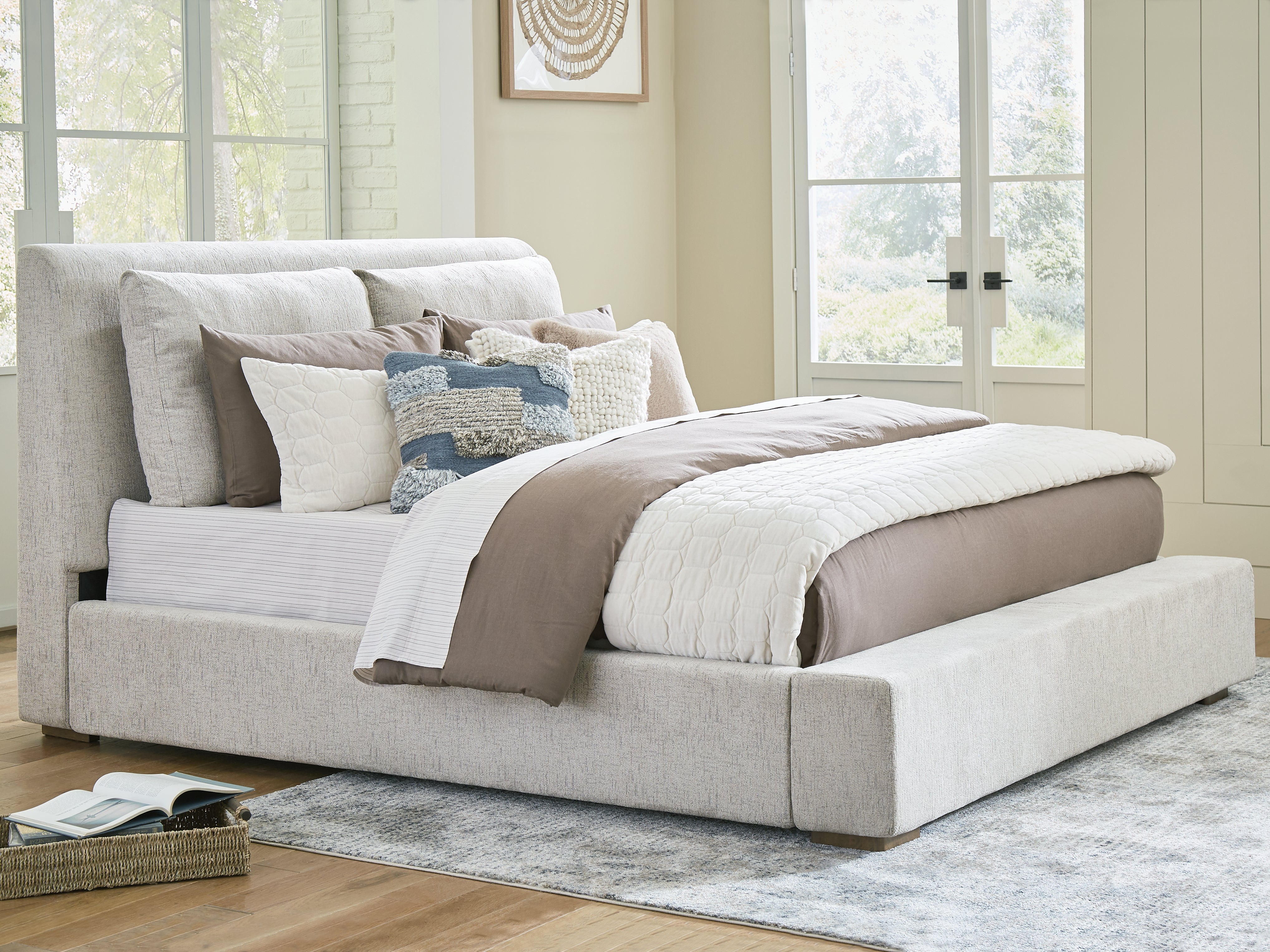 Family Deals Furniture - Ashley Furniture - Cabalynn Bedroom - King Upholstered Bed / Light Brown - B974B6