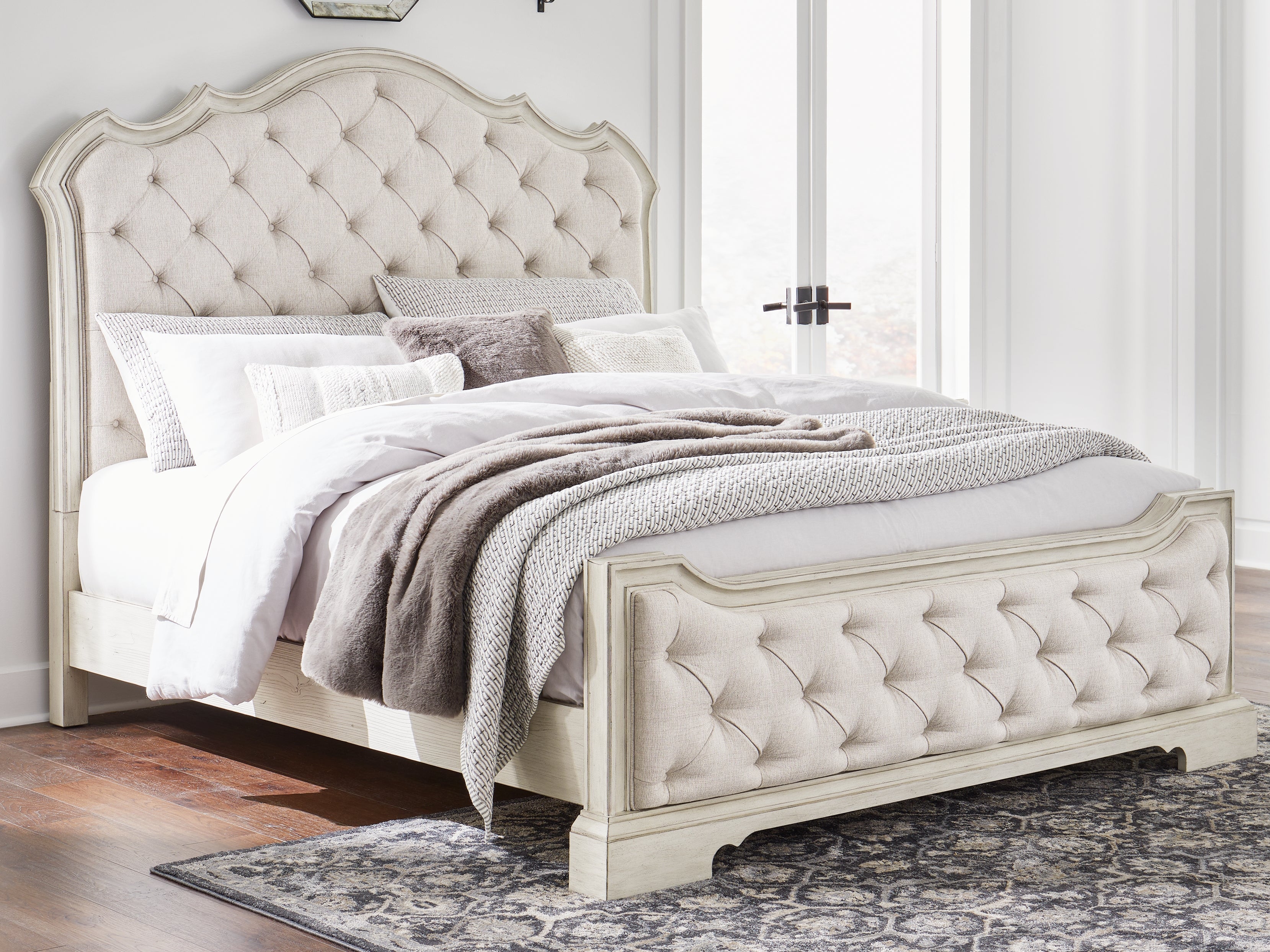 Family Deals Furniture - Ashley Furniture - Arlendyne Bedroom - California King Upholstered Bed / Antique White - B980B5