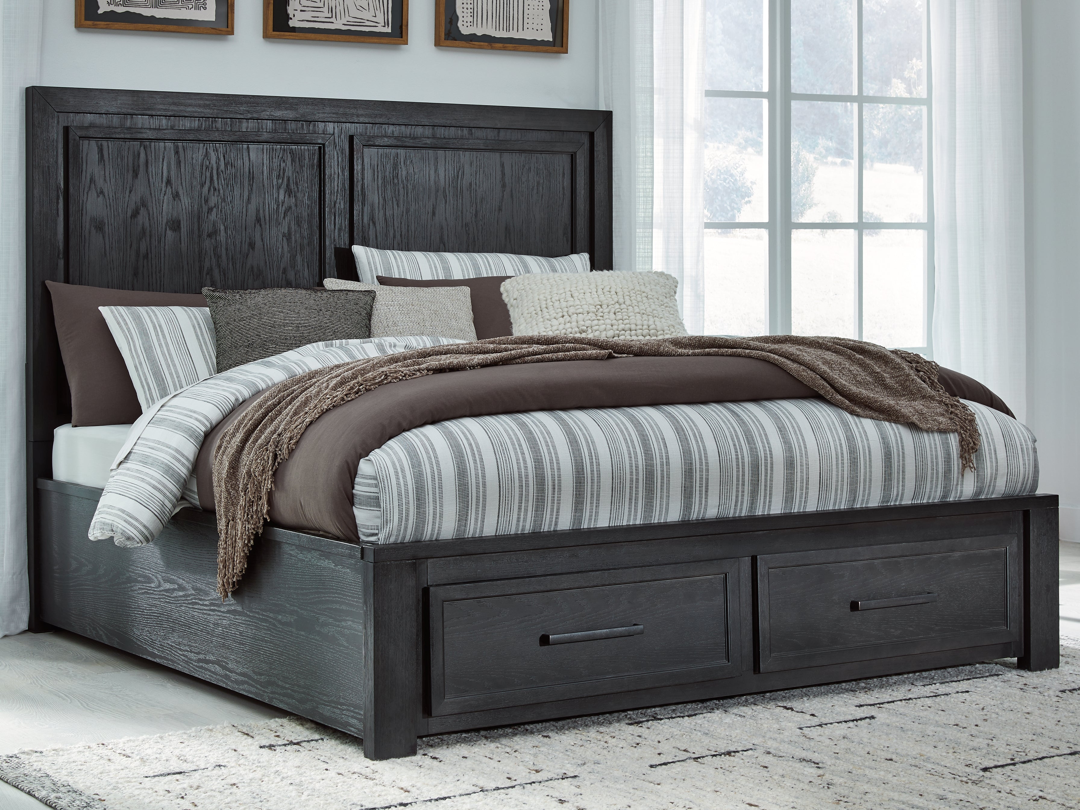 Family Deals Furniture - Ashley Furniture - Foyland Bedroom - California King Panel Storage Bed / Black/Brown - B989B5
