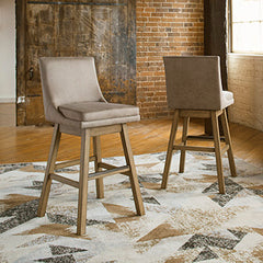 Family Deals Furniture - Ashley Furniture - Tallenger Dining Room - Counter Height Bar Stool (Set of 2) / Linen/Brown - D380-724X2