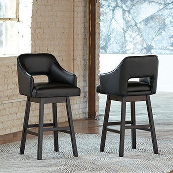 Family Deals Furniture - Ashley Furniture - Tallenger Dining Room - Bar Height Bar Stool (Set of 2) / Black/Dark Brown - D380-930X2