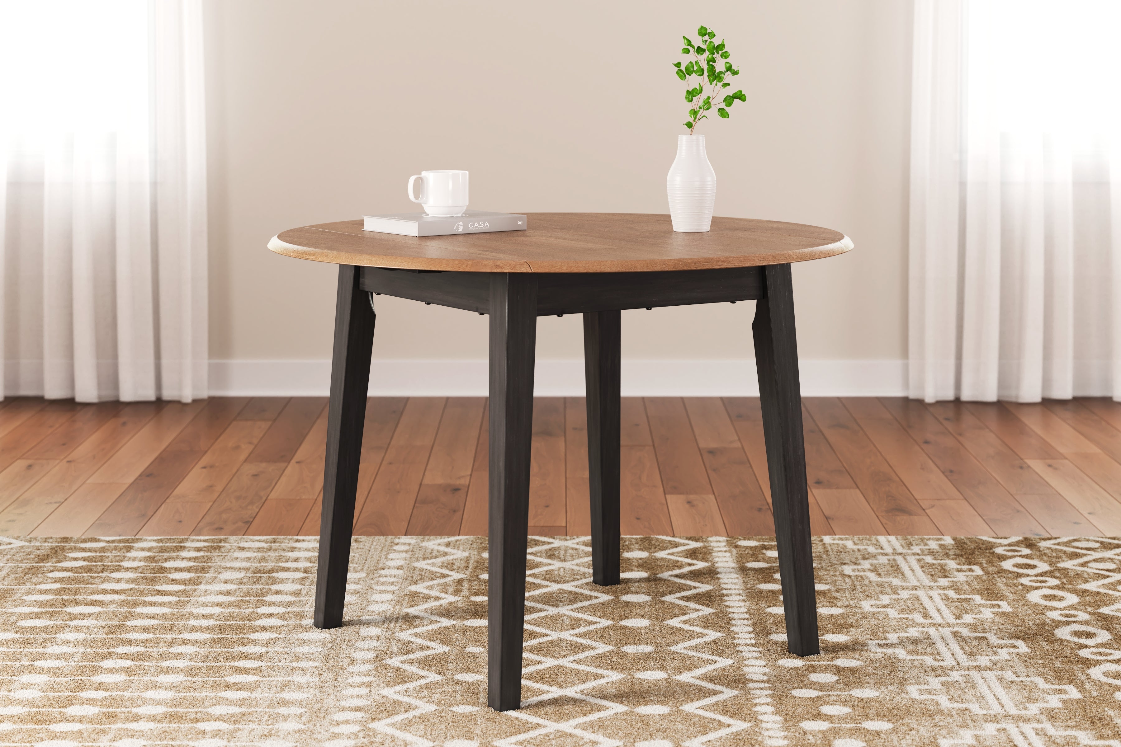Family Deals Furniture - Ashley Furniture - Gesthaven Dining Room - Round DRM Drop Leaf Table / Natural/Brown - D396-15
