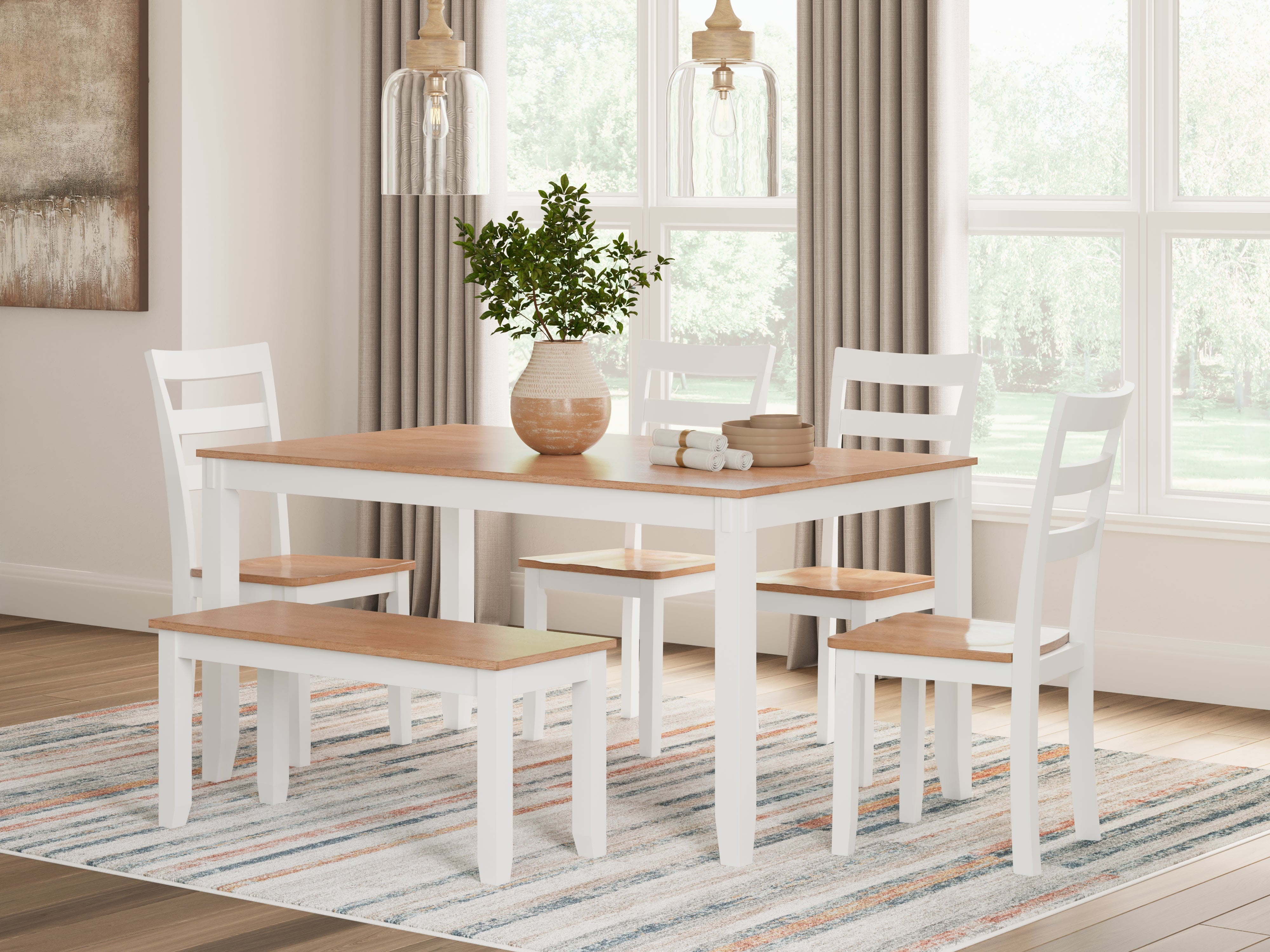 Family Deals Furniture - Ashley Furniture - Gesthaven Dining Room - Dining Room Table Set (6/CN) / Natural/White - D398-325