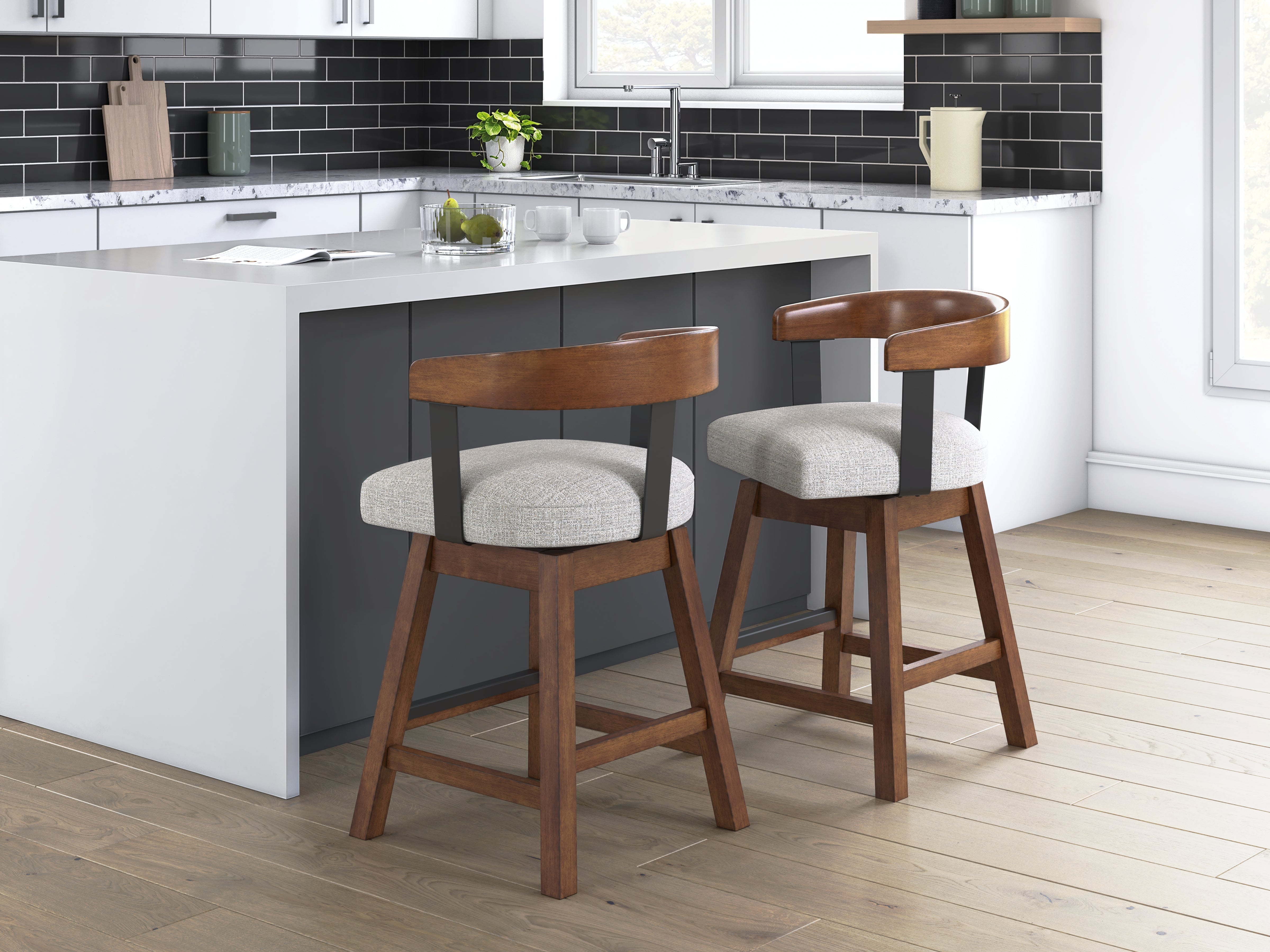 Family Deals Furniture - Ashley Furniture - Ralene Dining Room - Counter Height Barstool (Set of 2) / Medium Brown - D594-224X2