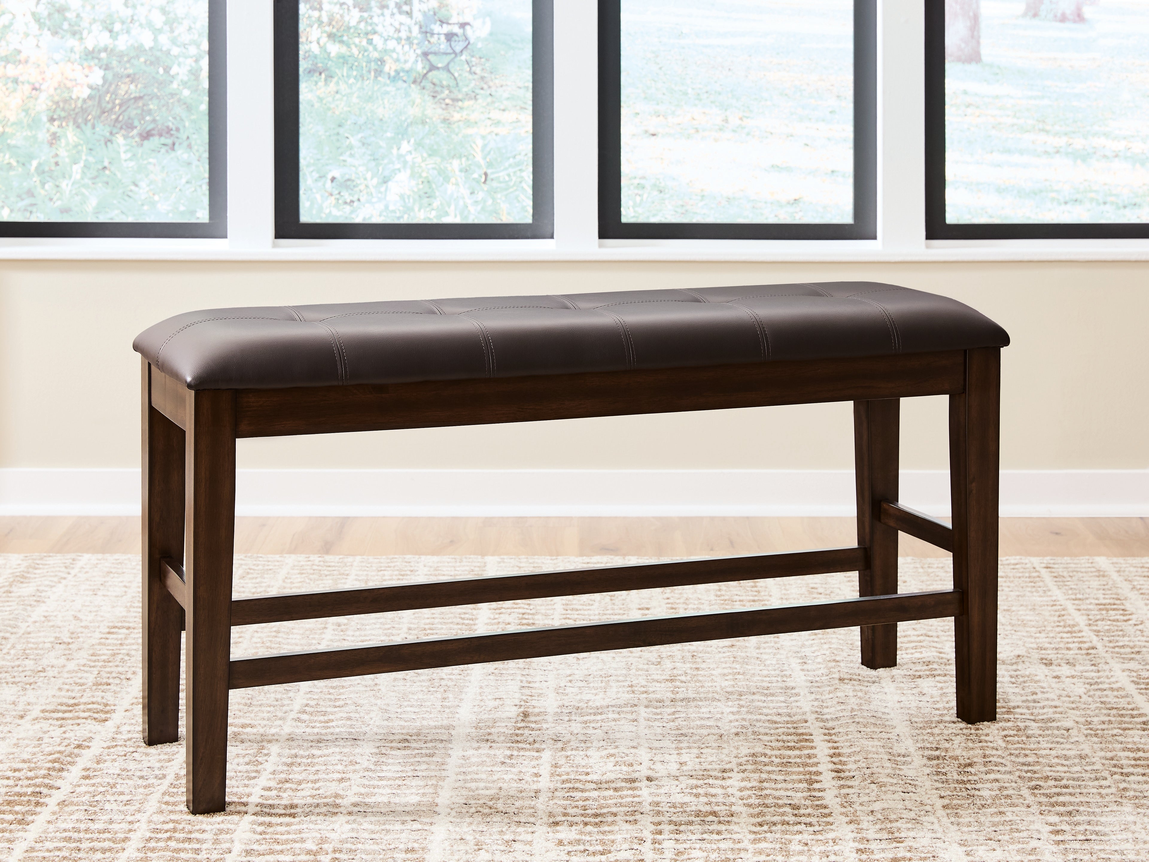 Family Deals Furniture - Ashley Furniture - Haddigan Dining Room - DBL Counter UPH Bench (1/CN) / Dark Brown - D596-09