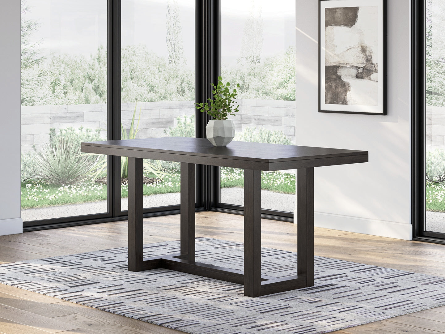 Family Deals Furniture - Ashley Furniture - Neymorton Dining Room - RECT Dining Room Counter Table / Dark Grayish Brown - D618-13