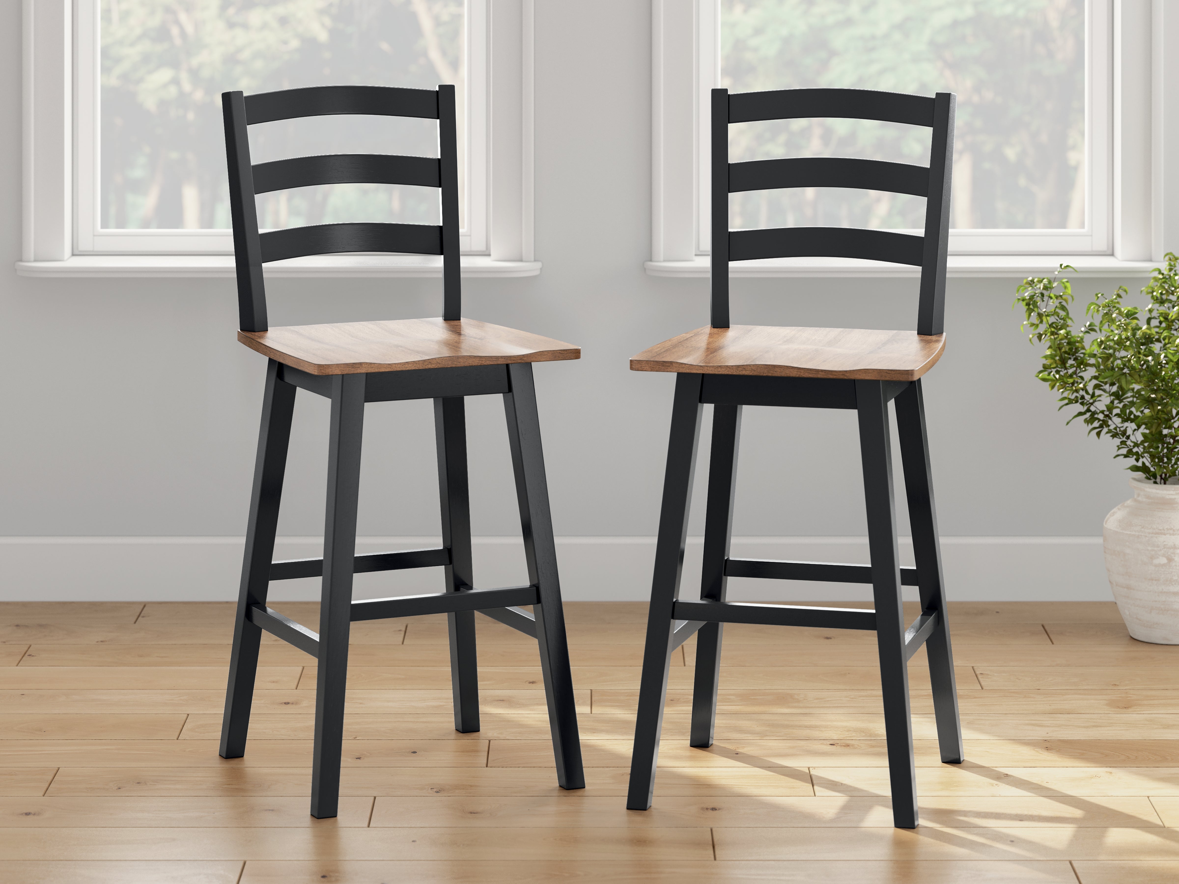 Family Deals Furniture - Ashley Furniture - Wildenauer Dining Room - Bar Height Barstool (Set of 2) / Brown/Black - D634-230X2