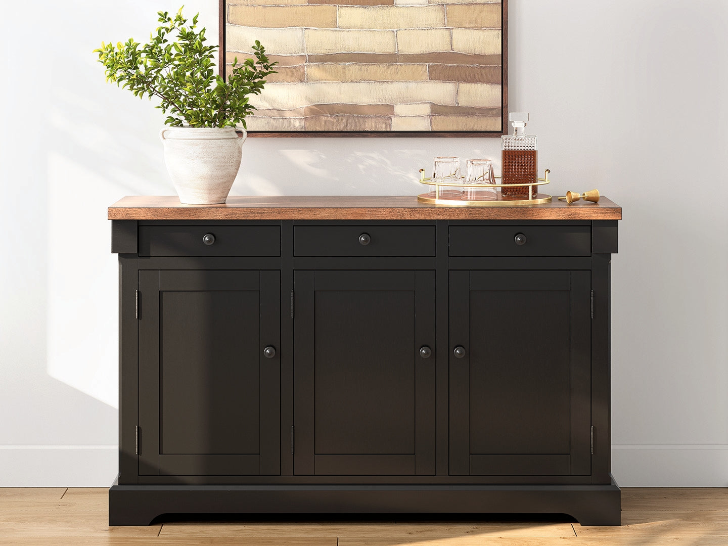 Family Deals Furniture - Ashley Furniture - Wildenauer Dining Room - Dining Room Buffet / Brown/Black - D634-80