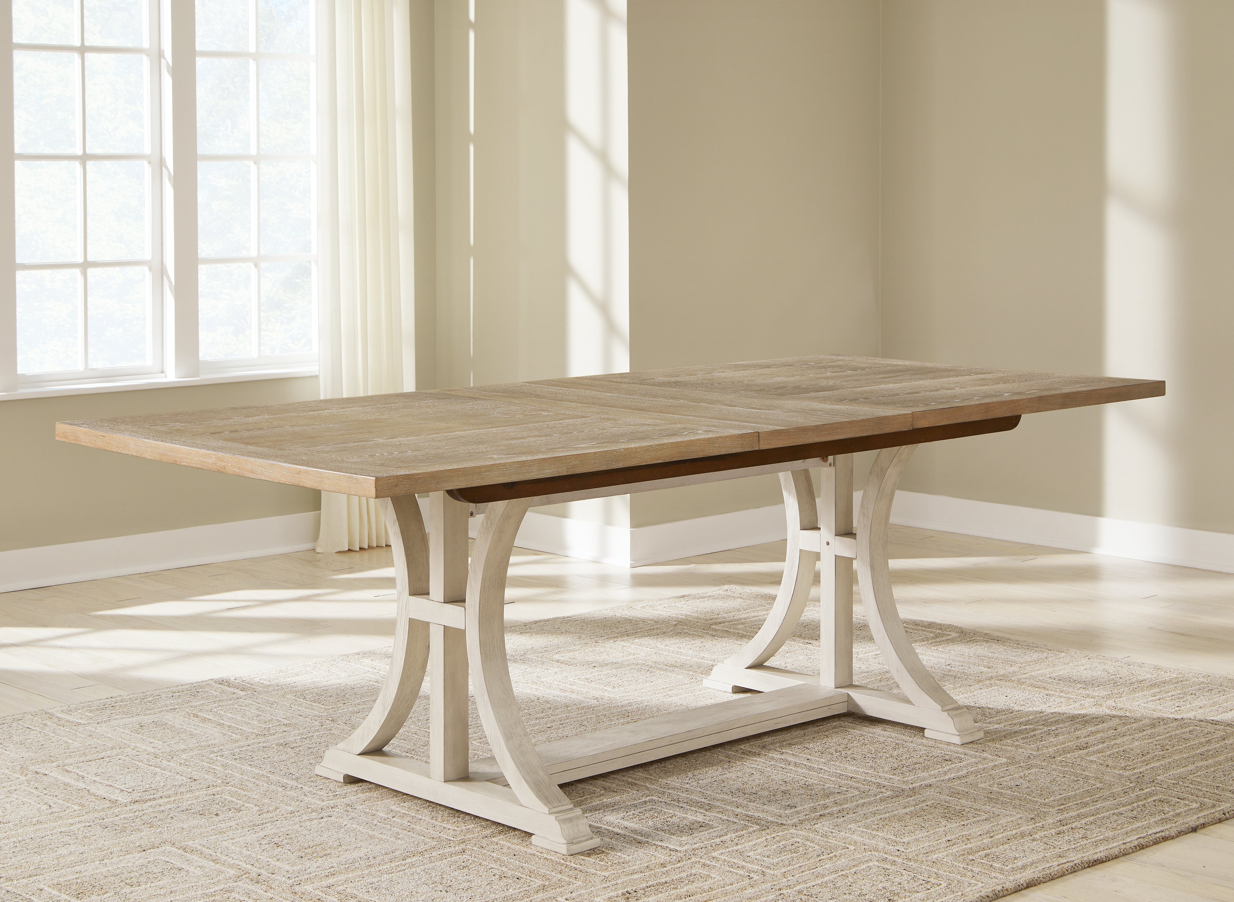 Family Deals Furniture - Ashley Furniture - Shaybrock Dining Room - RECT Dining Room EXT Table / Antique White/Brown - D683-35