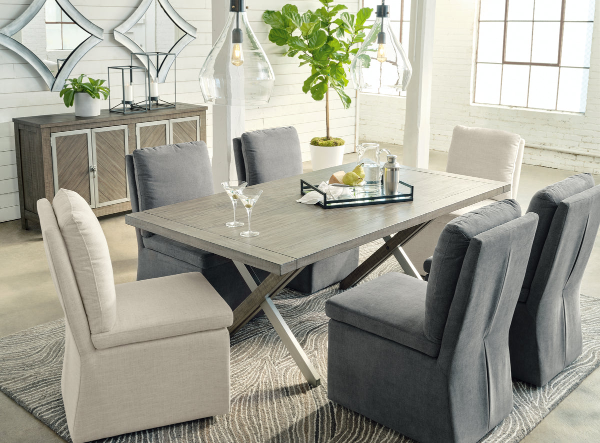Family Deals Furniture - Ashley Furniture - Krystanza Dining Room - Rectangular Dining Room Table / Weathered Gray - D766-25