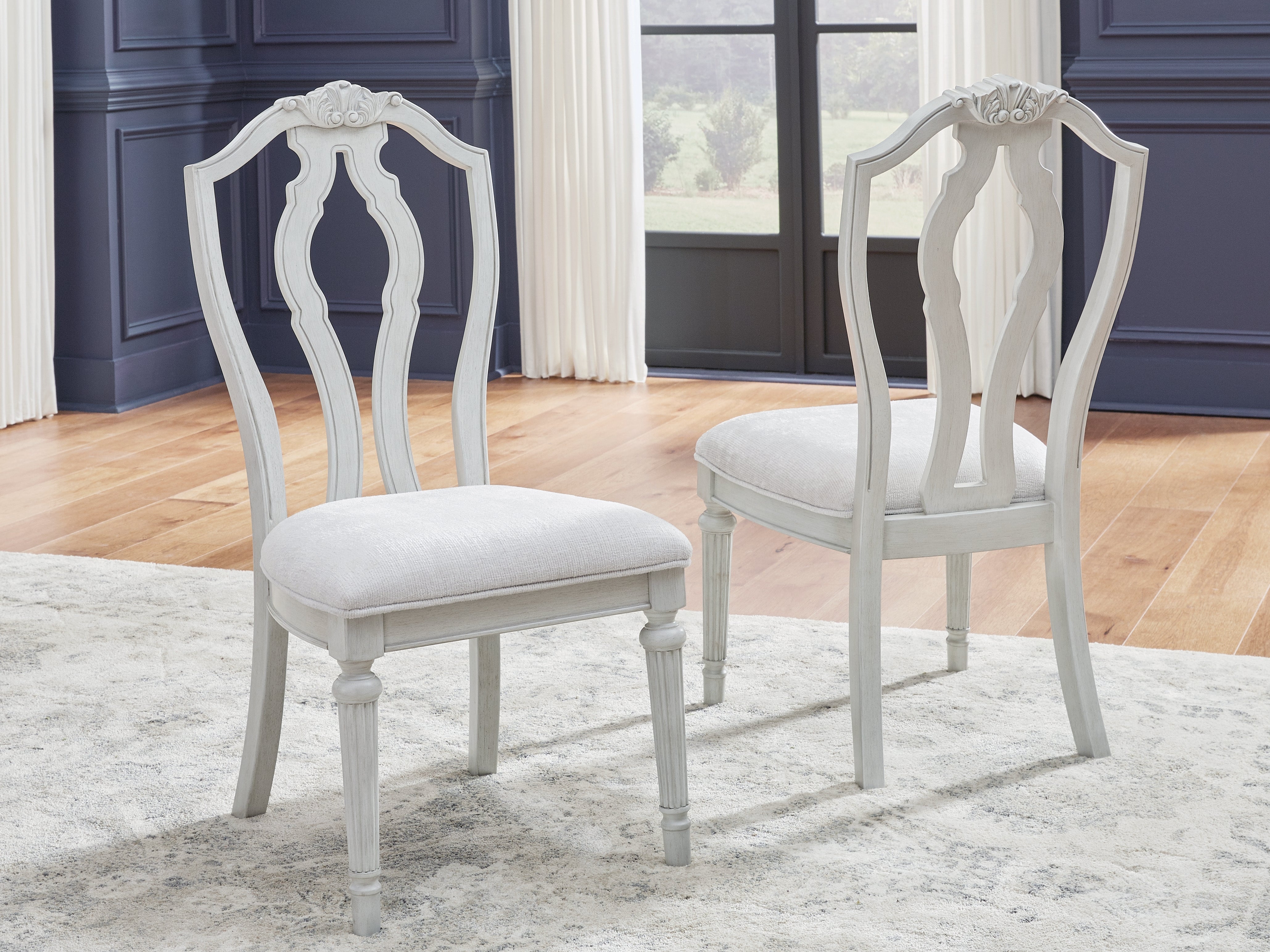 Family Deals Furniture - Ashley Furniture - Montelaine Dining Room - Dining Chair (Set of 2) / Antique White - D795-01X2