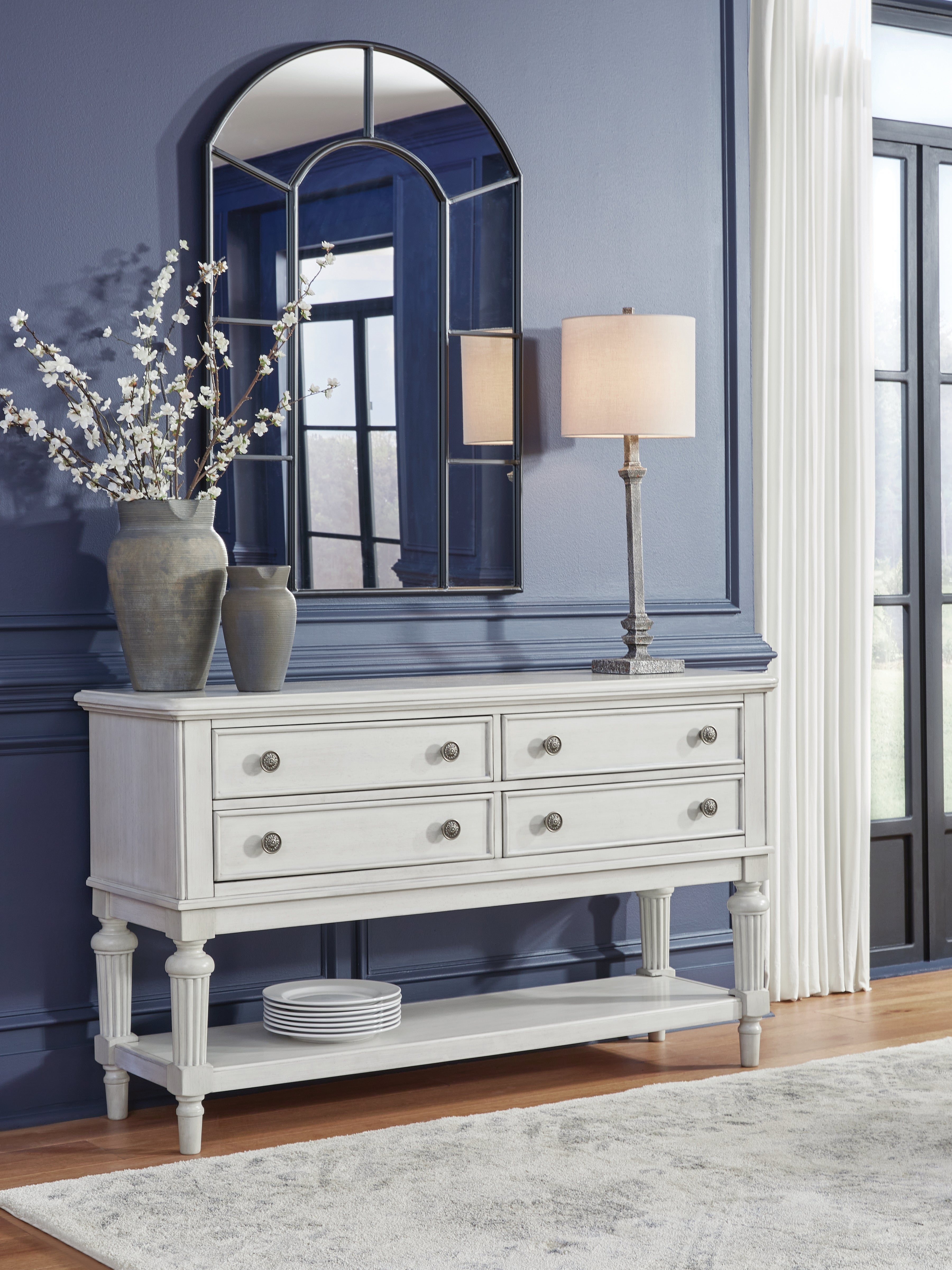 Family Deals Furniture - Ashley Furniture - Montelaine Dining Room - Oval Dining Room EXT Table / Antique White - D795-35