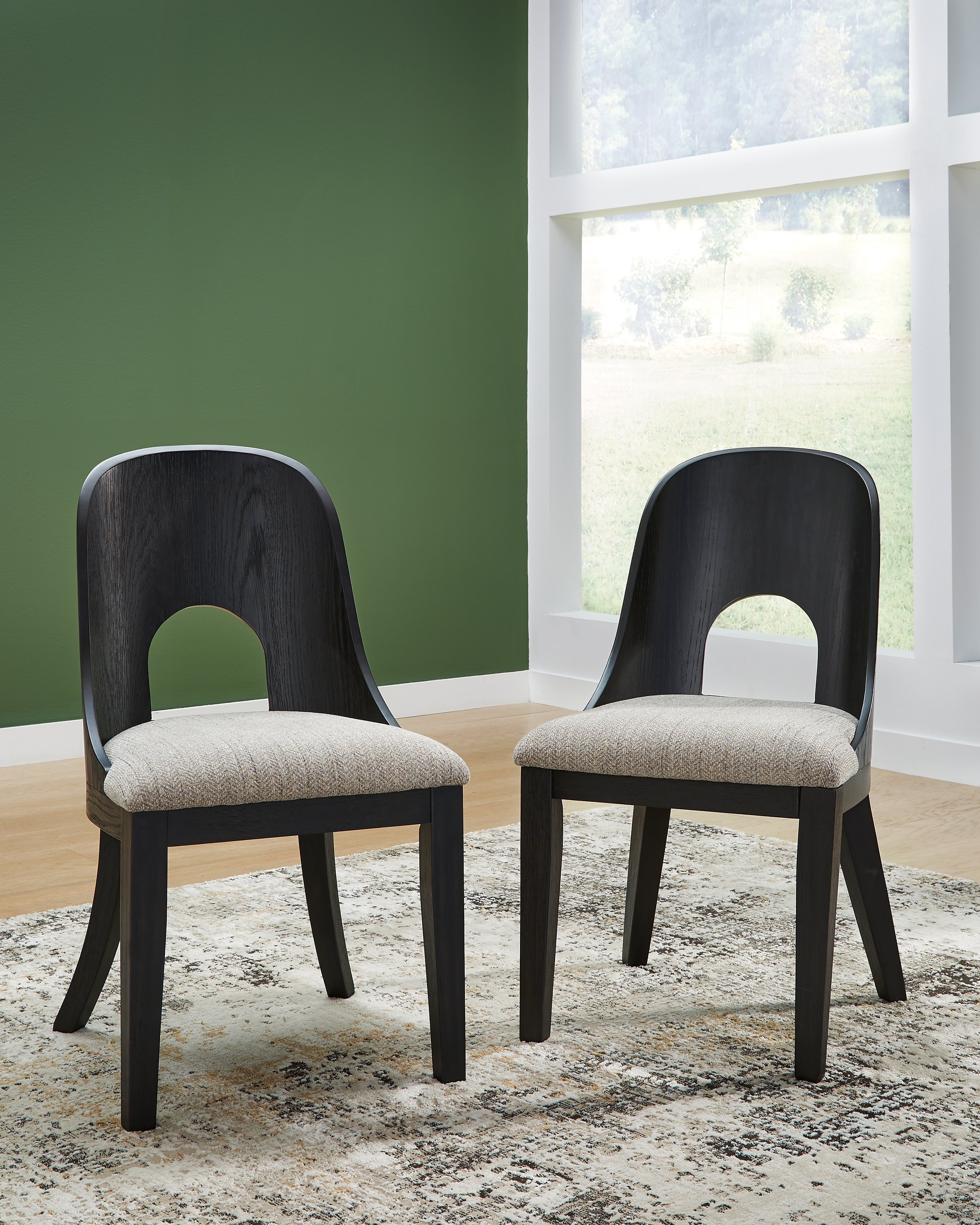 Family Deals Furniture - Ashley Furniture - Rowanbeck Dining Room - Dining Chair (Set of 2) / Black - D821-01X2