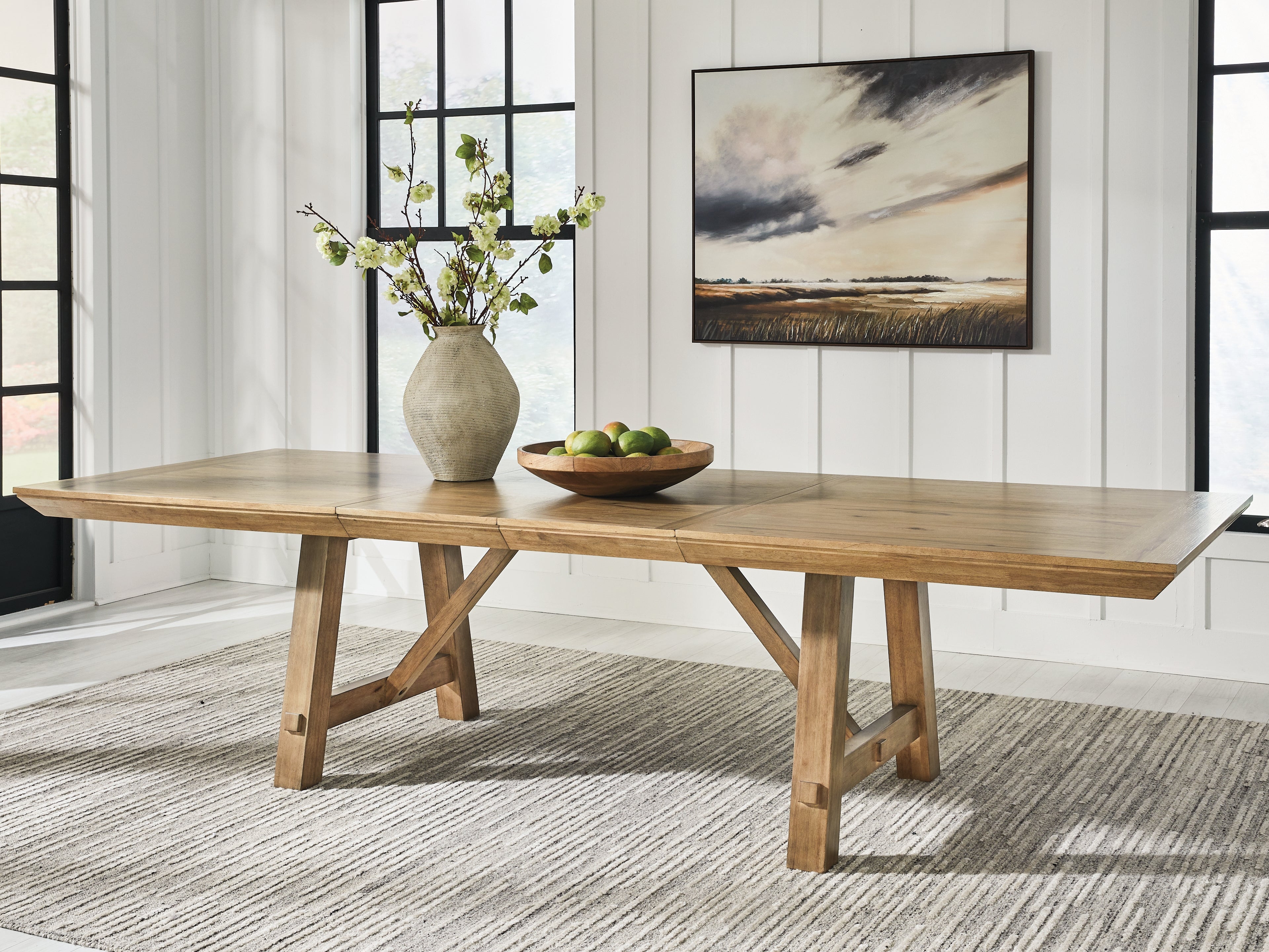 Family Deals Furniture - Ashley Furniture - Ridgester Dining Room - RECT Dining Room EXT Table / Light Brown - D858-45