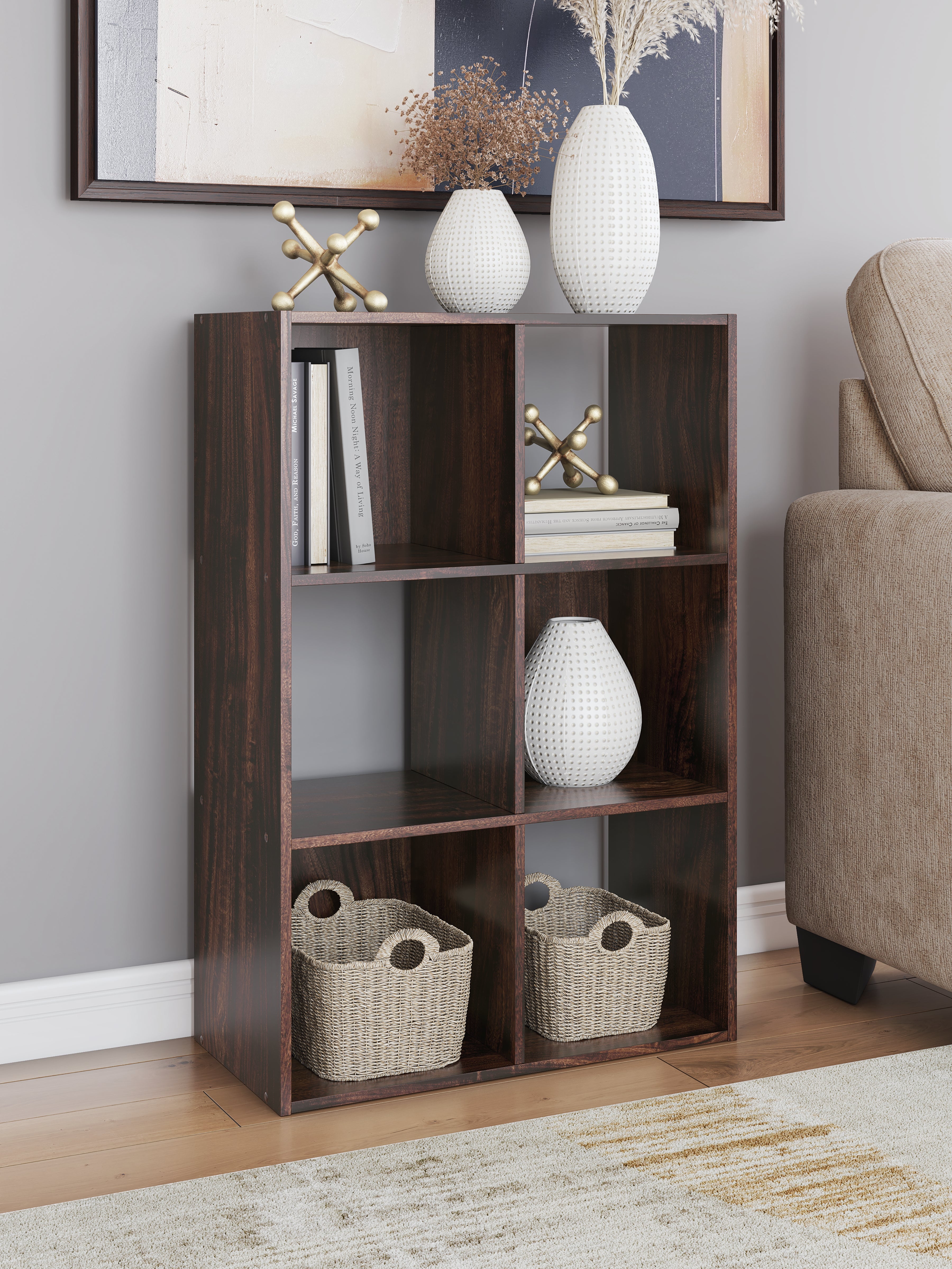 Family Deals Furniture - Ashley Furniture - Glosmount Six Cube Organizer - Six Cube Organizer / Cherry/Light Brown - EA1055-3X2