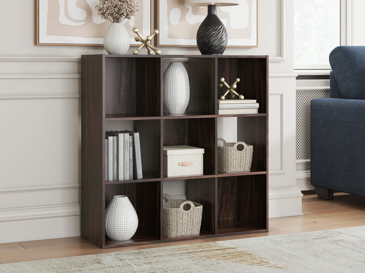Family Deals Furniture - Ashley Furniture - Glosmount Nine Cube Organizer - Nine Cube Organizer / Cherry/Light Brown - EA1055-3X3