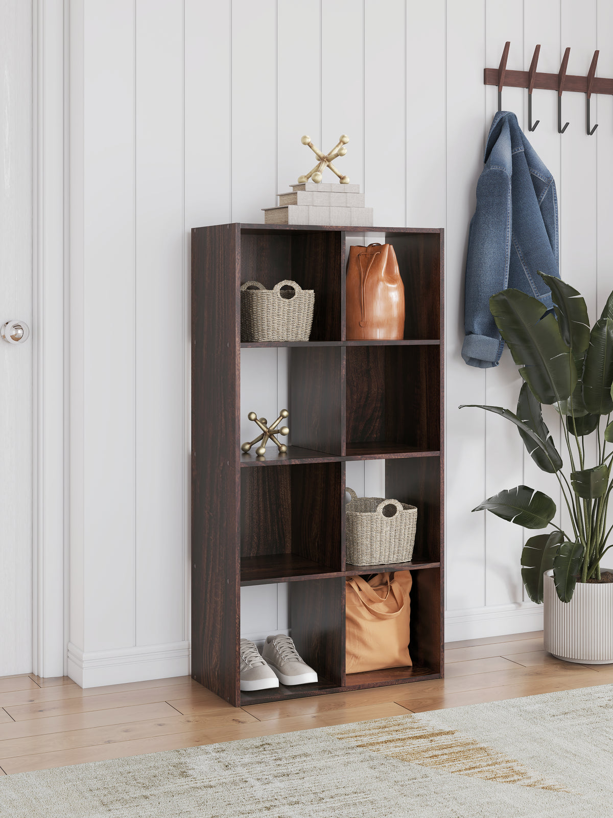 Family Deals Furniture - Ashley Furniture - Glosmount Eight Cube Organizer - Eight Cube Organizer / Cherry/Light Brown - EA1055-4X2