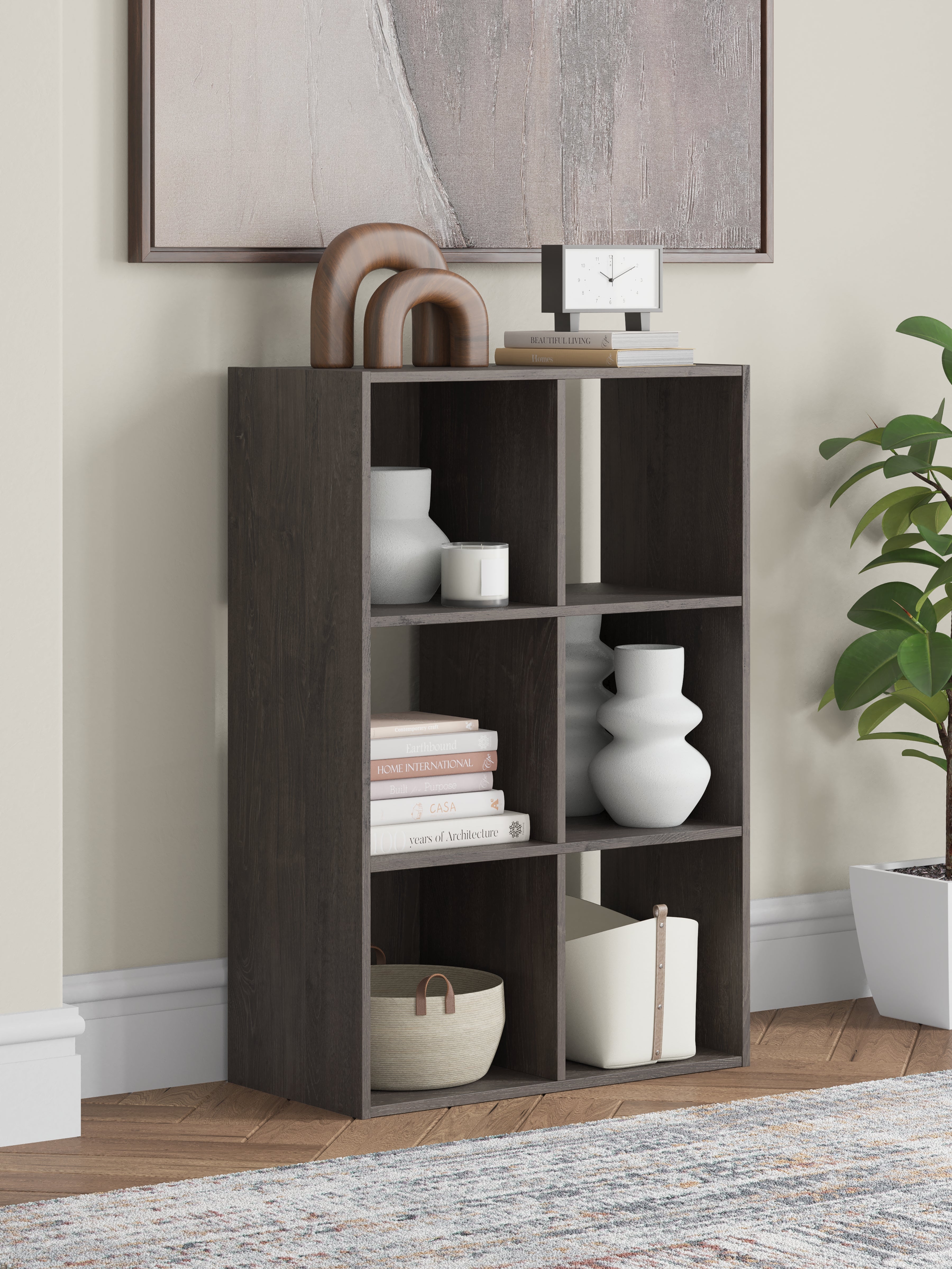 Family Deals Furniture - Ashley Furniture - Piperton Six Cube Organizer - Six Cube Organizer / Charcoal - EA5514-3X2