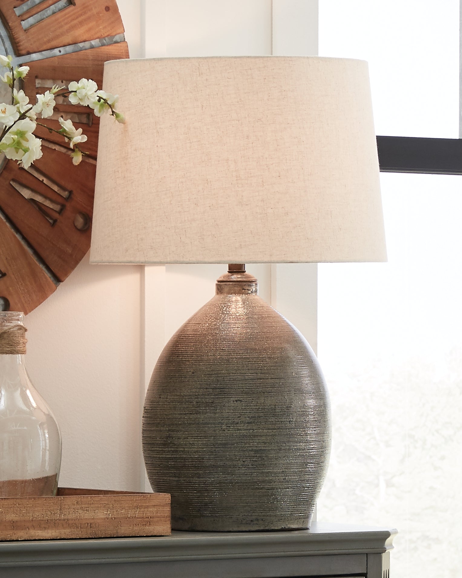 Family Deals Furniture - Ashley Furniture - Joyelle Lighting - Table Lamp (Set of 2) / Gray - L100744X2