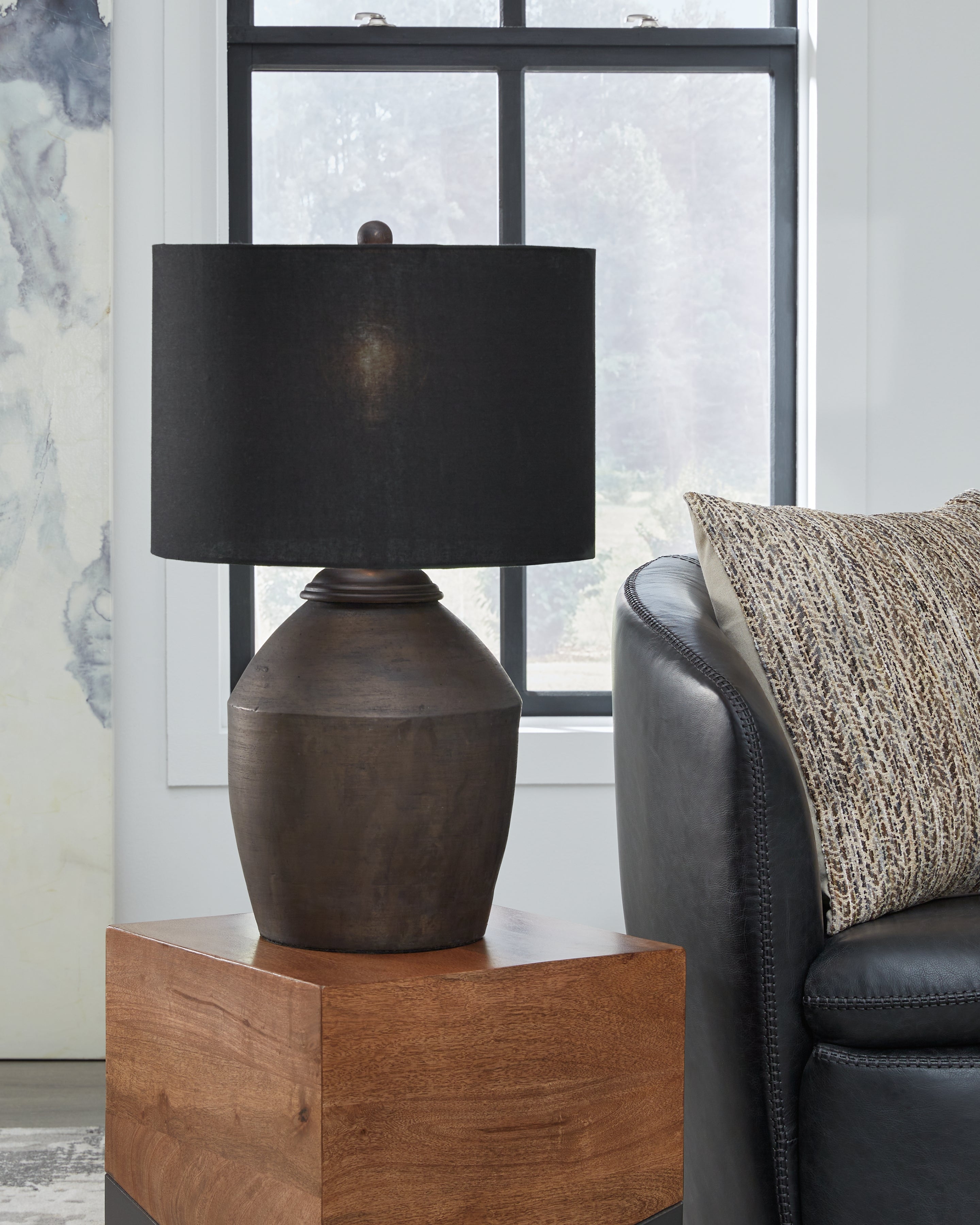 Family Deals Furniture - Ashley Furniture - Naareman Lighting - 2-Piece Lamp Set / Metallic Black - L100804X2