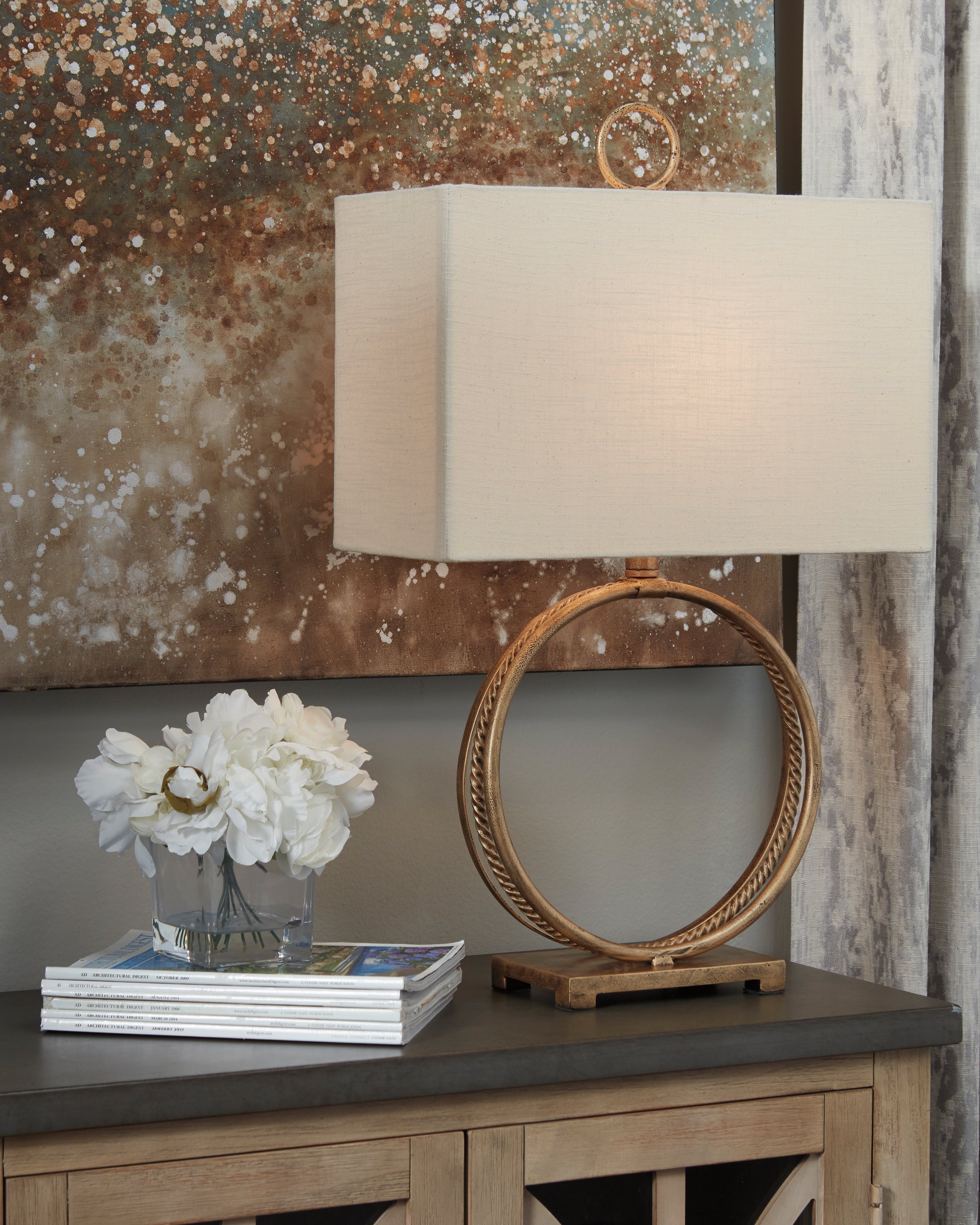 Family Deals Furniture - Ashley Furniture - Mahala Lighting - Table Lamp (Set of 2) / Antique Gold Finish - L208124X2