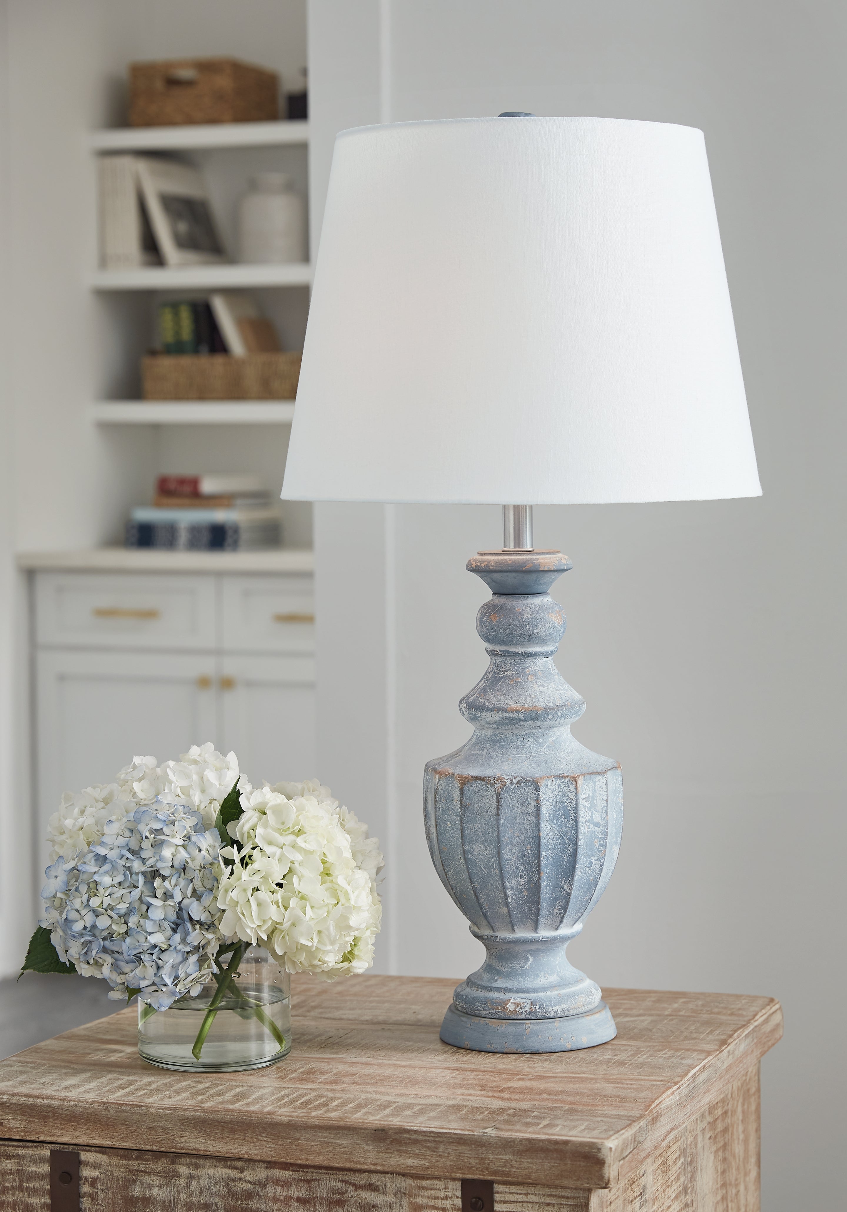 Family Deals Furniture - Ashley Furniture - Cylerick Lighting - Table Lamp (Set of 2) / Antique Blue - L235714X2
