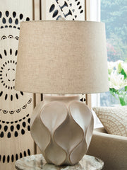 Family Deals Furniture - Ashley Furniture - Edselham Lighting - Paper Table Lamp (1/CN) / Distressed Cream - L235974