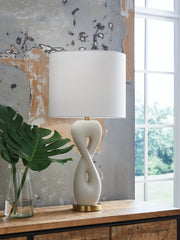 Family Deals Furniture - Ashley Furniture - Judrich Lighting - Poly Table Lamp (1/CN) / White/Gold Finish - L236024