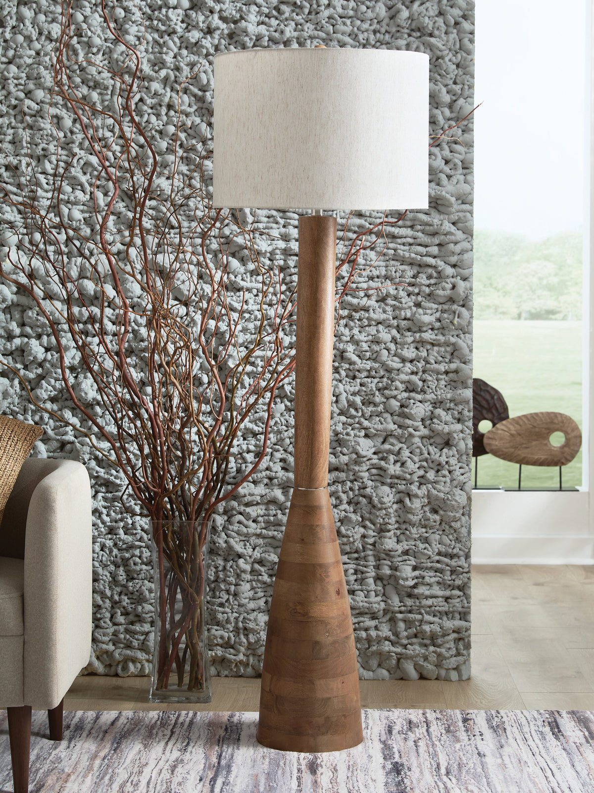 Family Deals Furniture - Ashley Furniture - Ailsa Lighting - Wood Floor Lamp (1/CN) / Natural Brown - L329111