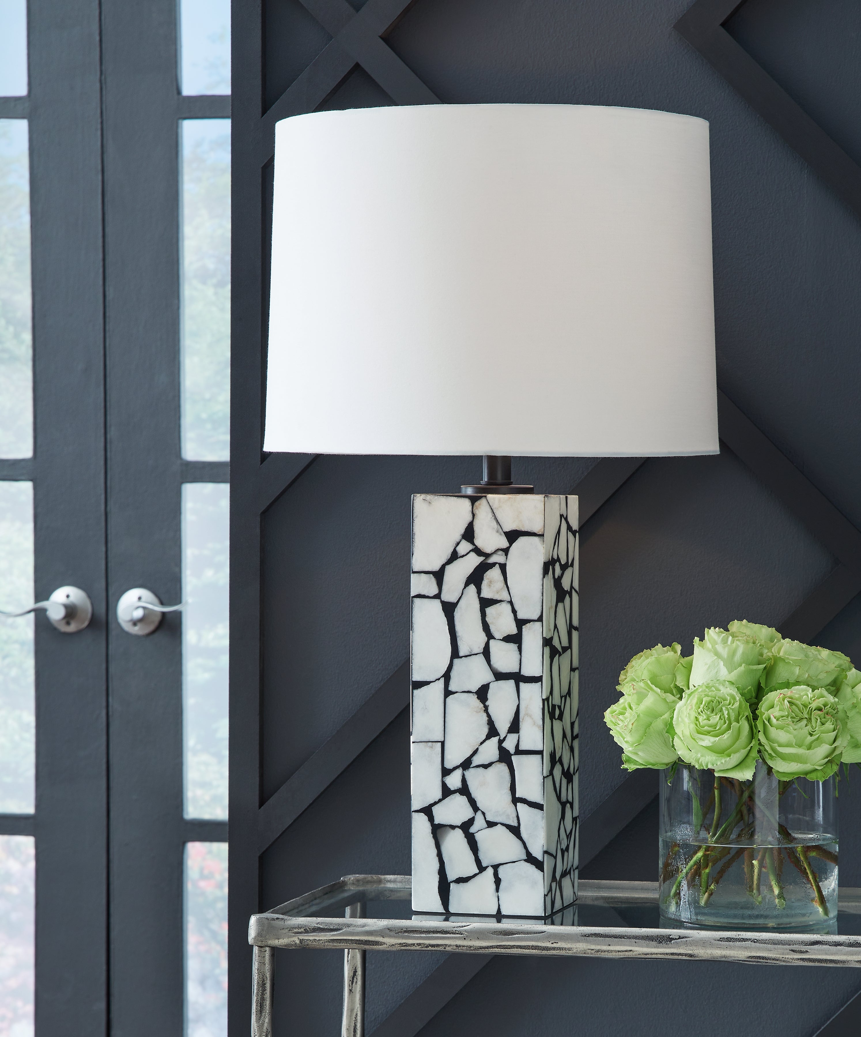 Family Deals Furniture - Ashley Furniture - Macaria Lighting - Table Lamp (Set of 2) / White/Black - L429044X2