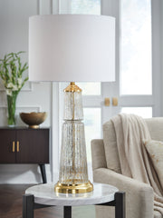 Family Deals Furniture - Ashley Furniture - Bakersboro Lighting - Glass Table Lamp (1/CN) / Clear/Gold Finish - L430884