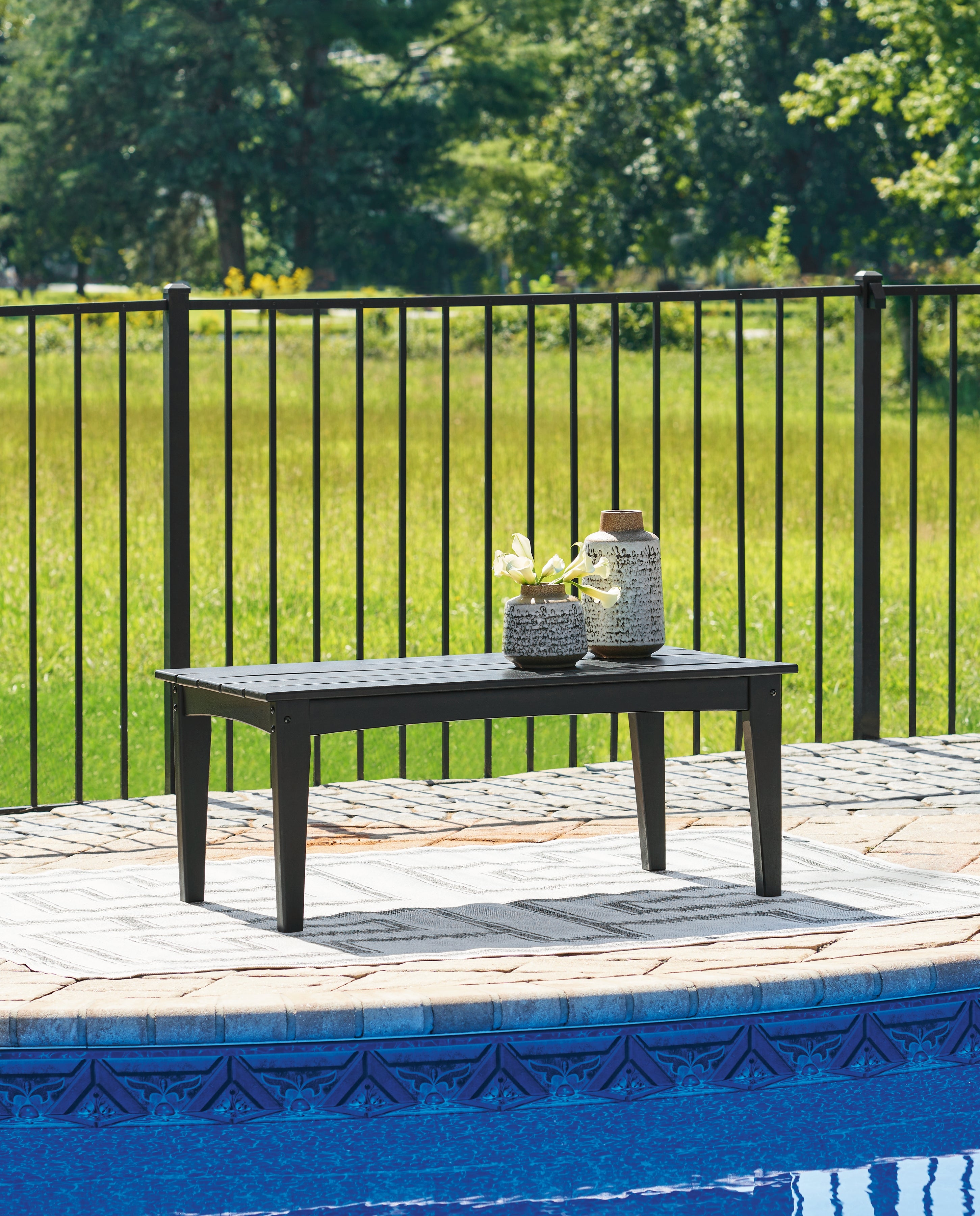 Family Deals Furniture - Ashley Furniture - Hyland wave Outdoor - Rectangular Cocktail Table / Black - P108-701