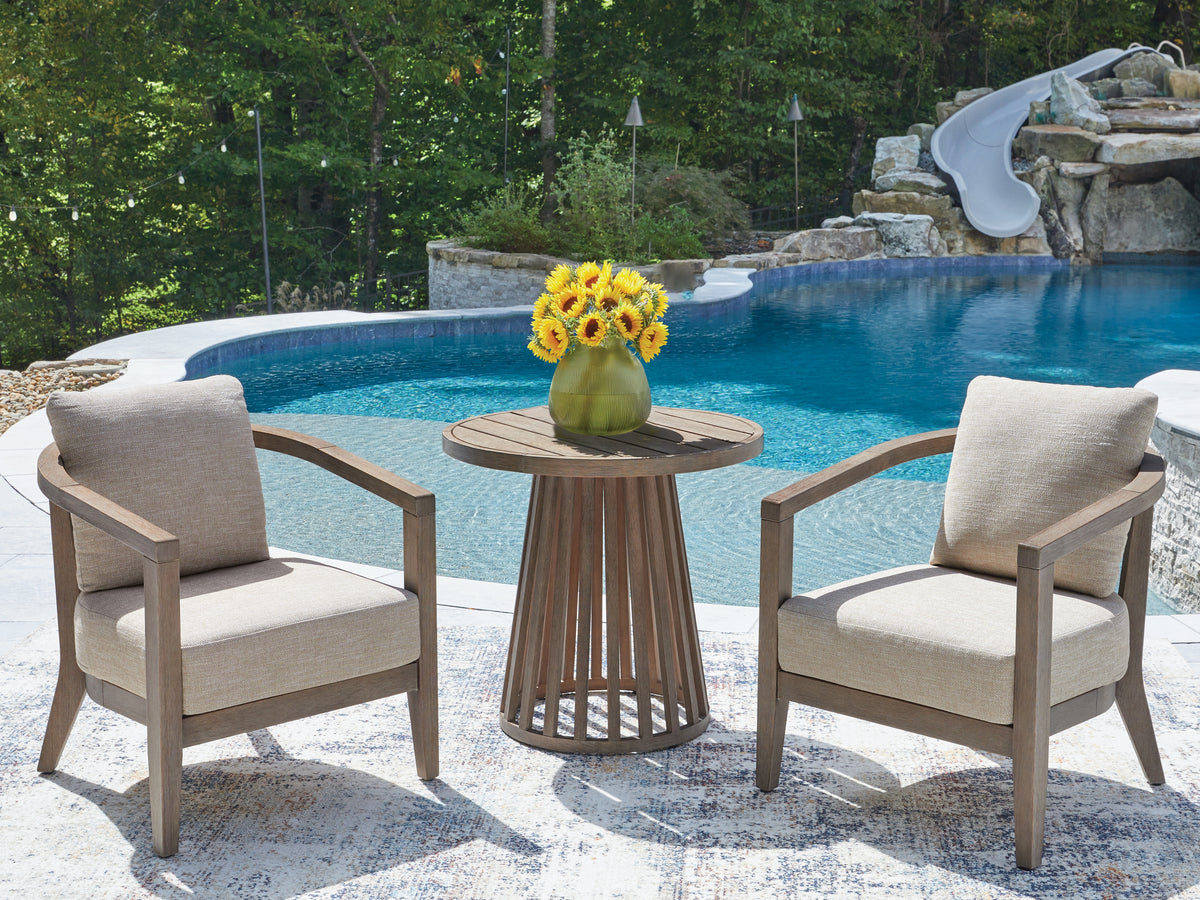 Family Deals Furniture - Ashley Furniture - Joy Lagoon Outdoor - Chairs w/CUSH/Table Set (3/CN) - PCP310-050