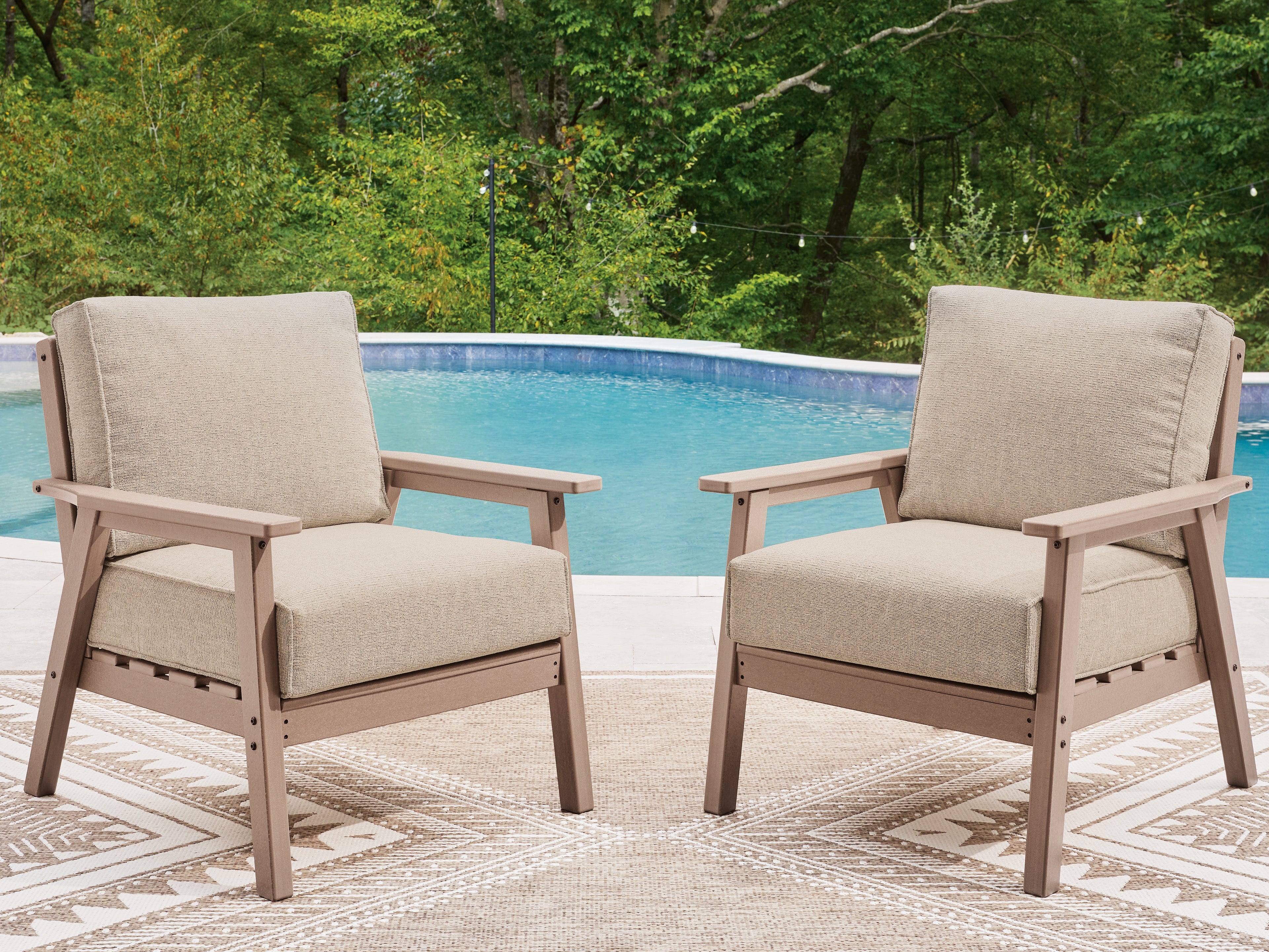 Family Deals Furniture - Ashley Furniture - Grover Beach Outdoor - Lounge Chair w/Cushion (Set of 2) / Driftwood - PCP422-820