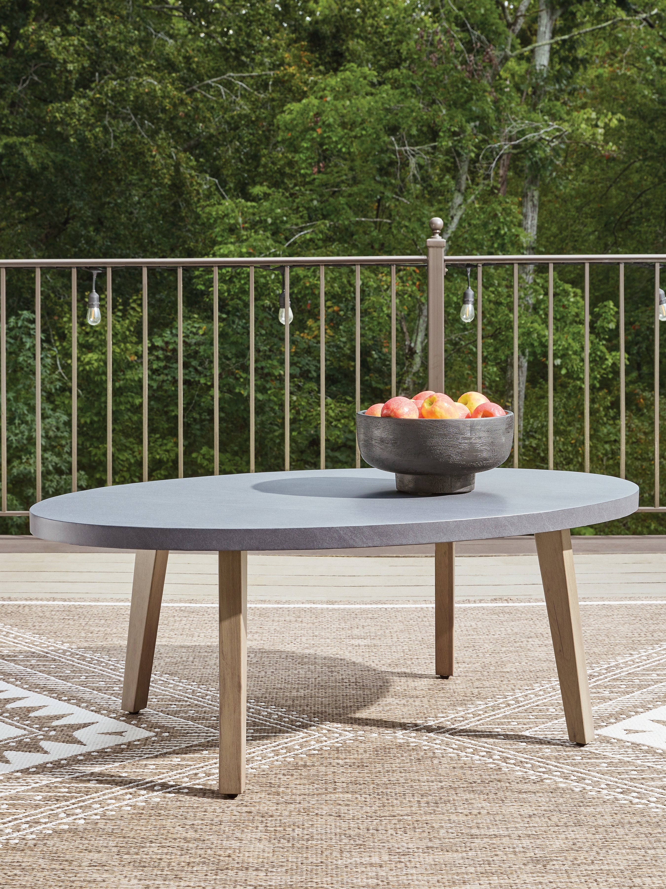 Family Deals Furniture - Ashley Furniture - Harmony Headlands Outdoor - Oval Cocktail Table / Natural/Gray - PCP428-701