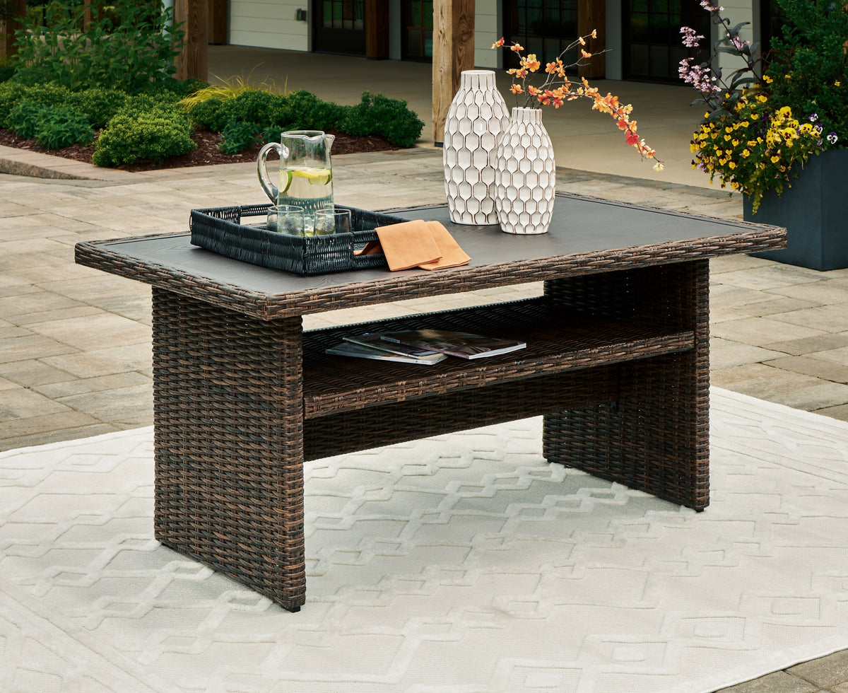 Family Deals Furniture - Ashley Furniture - Brook Ranch Outdoor - Sofa SEC/Bench w/CUSH (3/CN) / Brown - P465-822