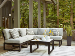 Family Deals Furniture - Ashley Furniture - Beachloft Outdoor - 4-Piece Outdoor Sectional / Black/Gray - P490P7