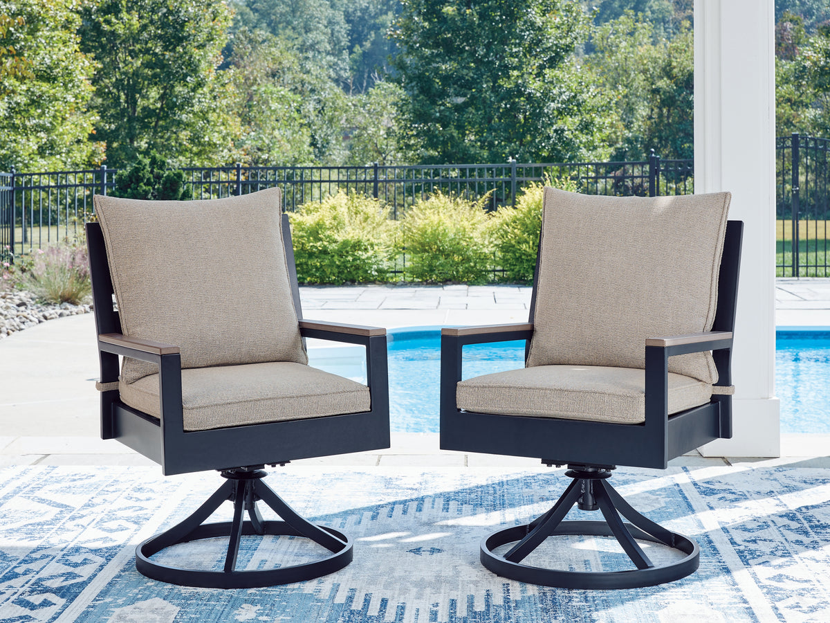 Family Deals Furniture - Ashley Furniture - East Beach Outdoor - Swivel Chair w/Cushion (Set of 2) - PCP587-602A