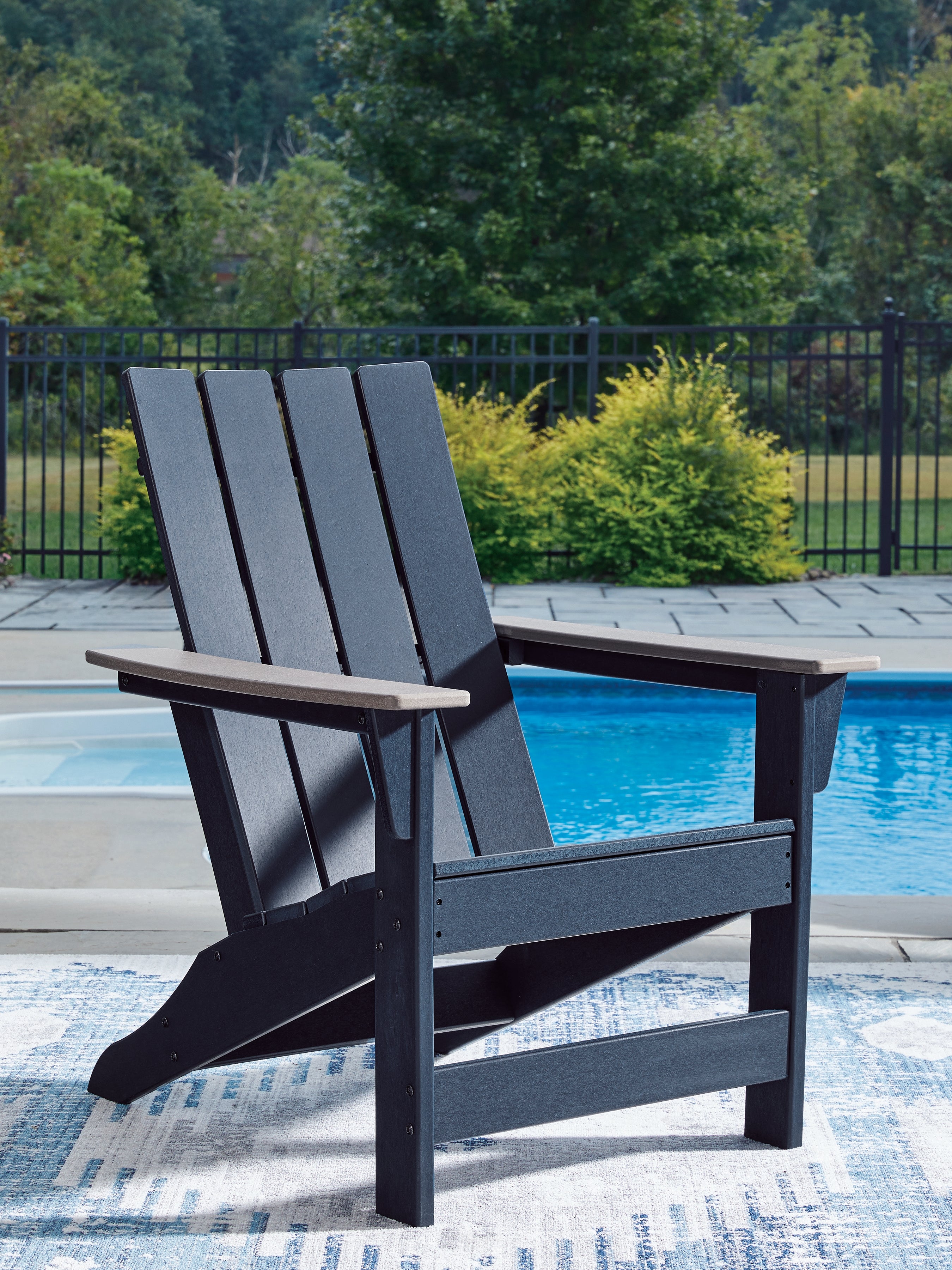 Family Deals Furniture - Ashley Furniture - East Beach Outdoor - Adirondack Chair / Navy Blue/Driftwood - PCP587-898