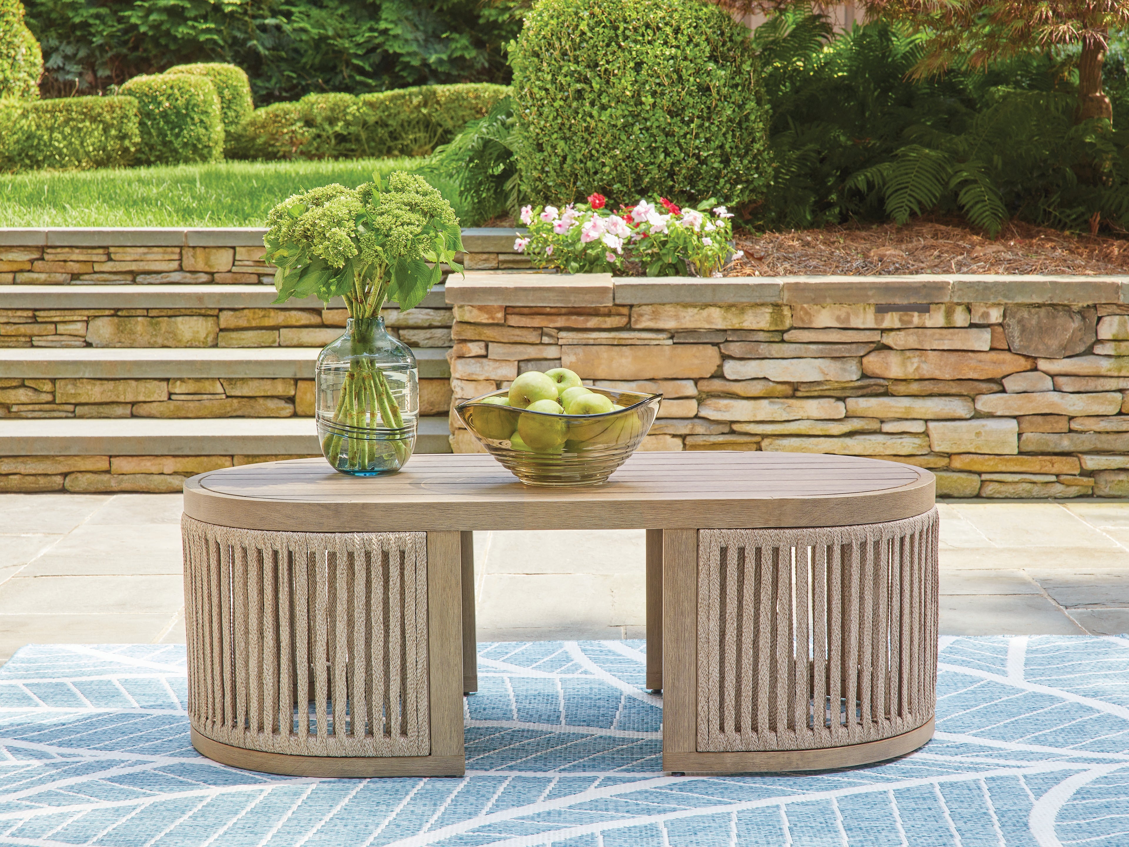 Family Deals Furniture - Ashley Furniture - Serena Shores Outdoor - Rectangular Cocktail Table / Beige - PCP604-701