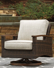 Family Deals Furniture - Ashley Furniture - Paradise Trail Outdoor - Outdoor Counter Height Dining Table with 4 Barstools / Medium Brown - P750P5