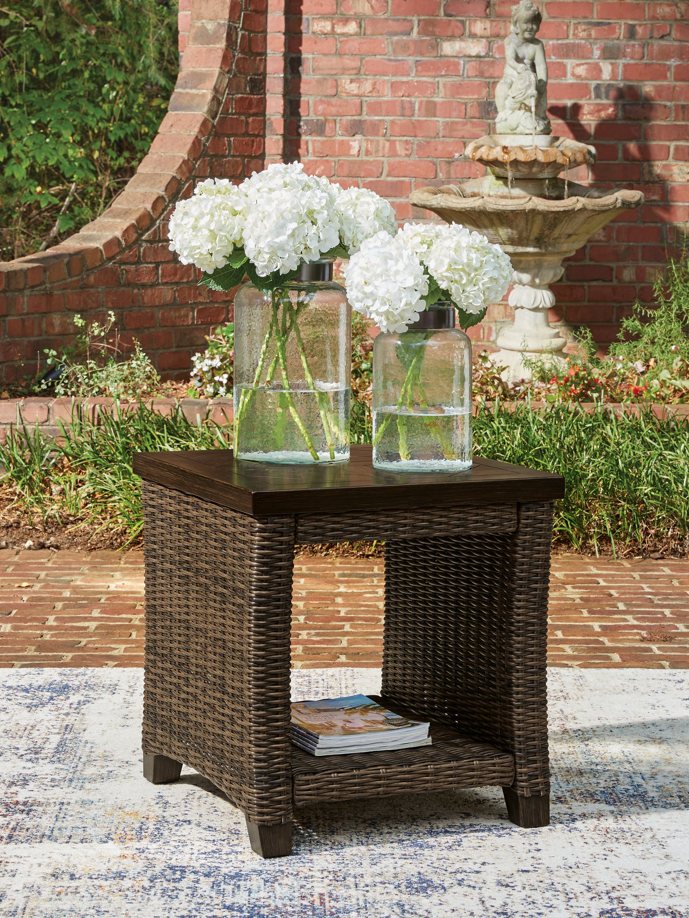 Family Deals Furniture - Ashley Furniture - Monterey Point Outdoor - Square End Table / Dark Brown - PCP760-702