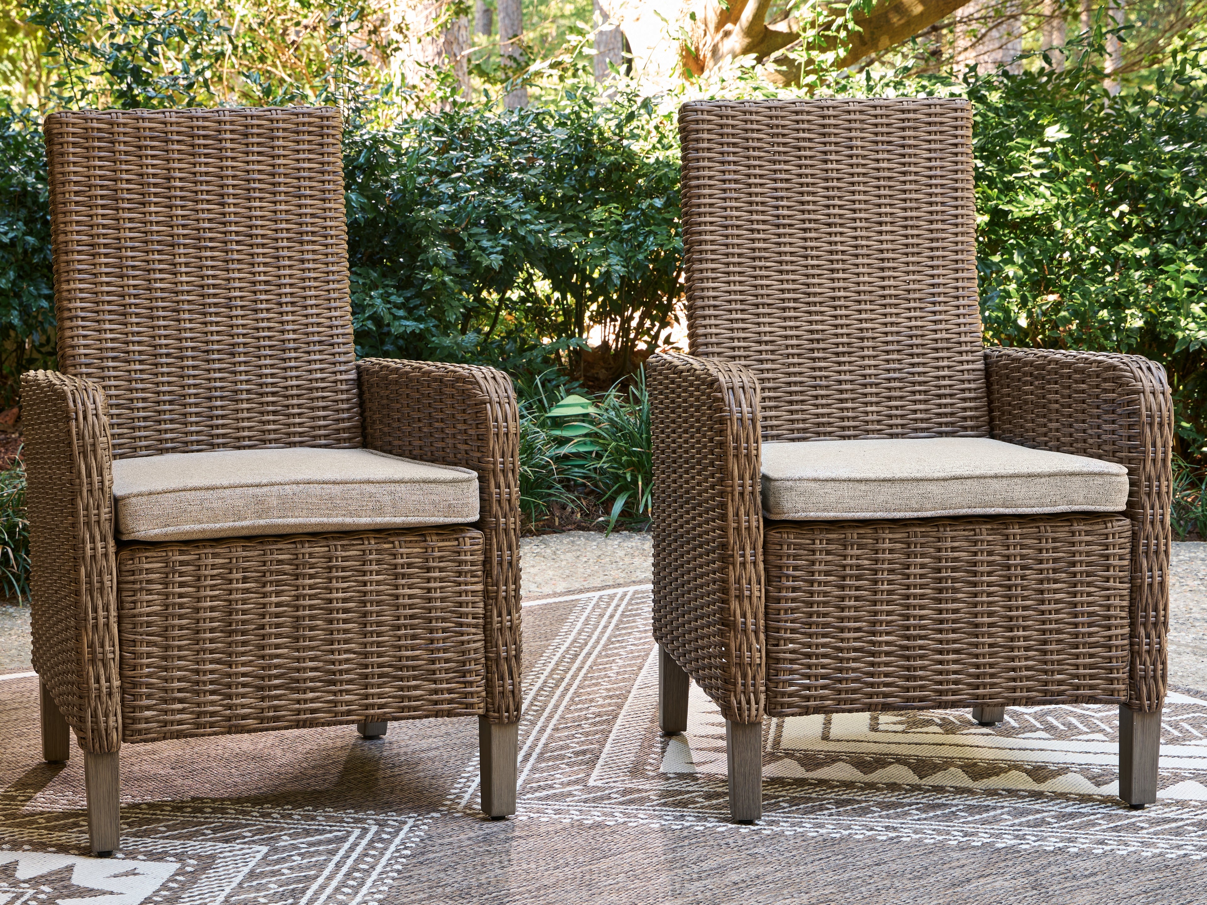 Family Deals Furniture - Ashley Furniture - Laguna Heights Outdoor - Arm Chair With Cushion (Set of 2) / Beige - PCP790-601A