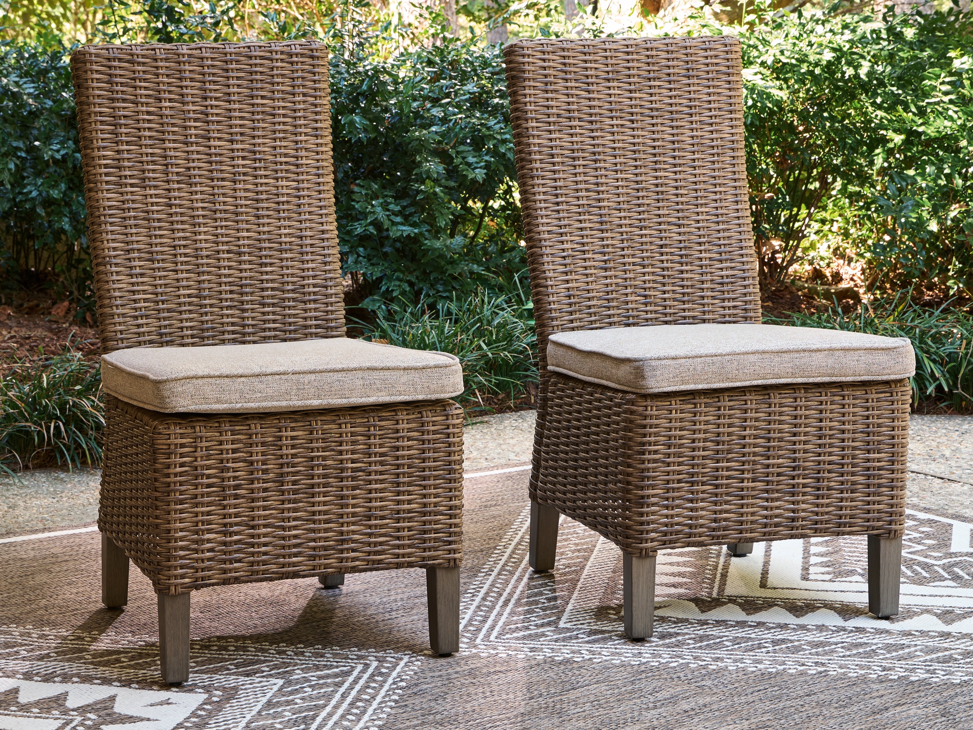 Family Deals Furniture - Ashley Furniture - Laguna Heights Outdoor - Side Chair with Cushion (Set of 2) / Beige - PCP790-601