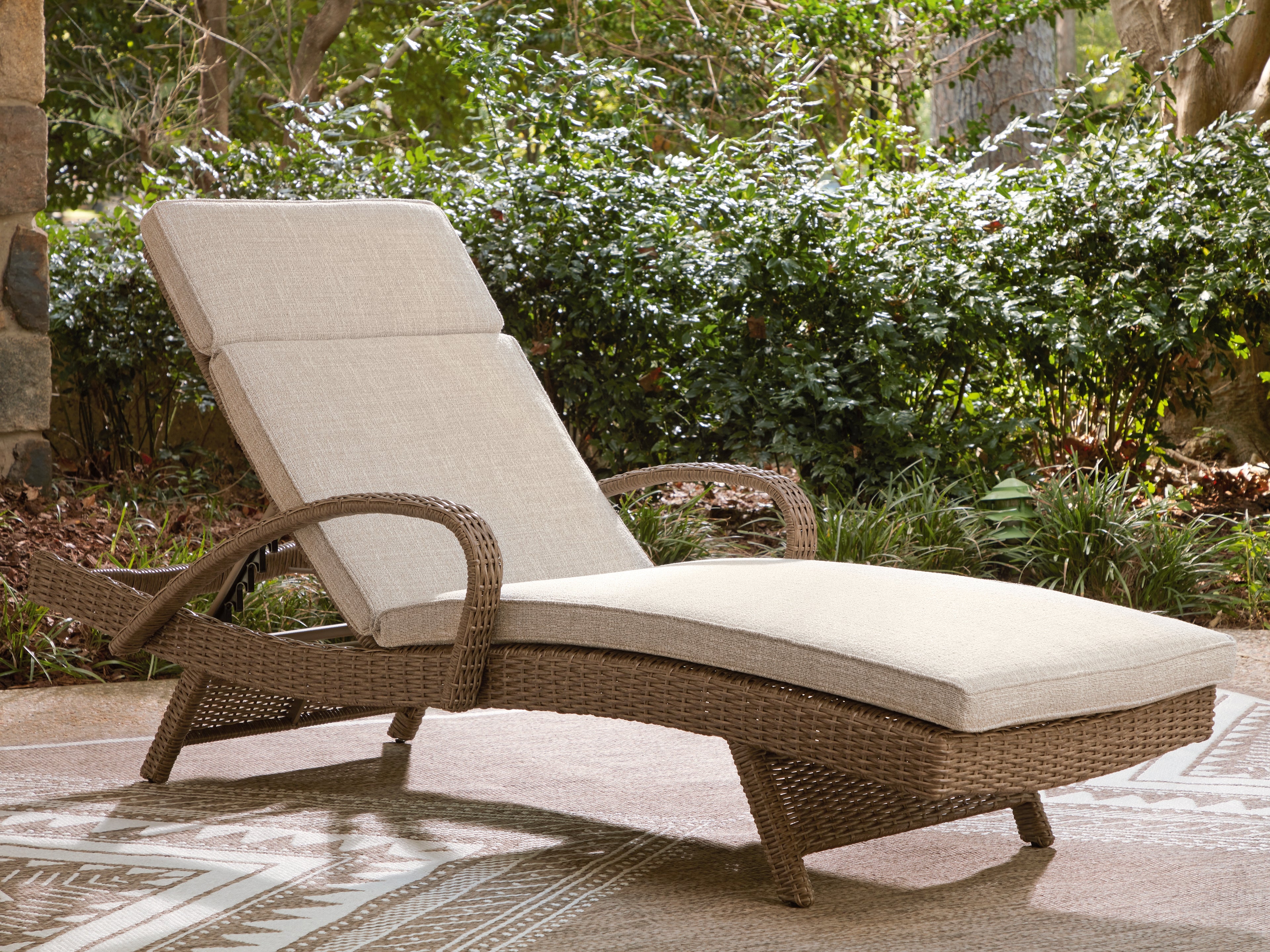 Family Deals Furniture - Ashley Furniture - Laguna Heights Outdoor - Chaise Lounge with Cushion / Beige - PCP790-815