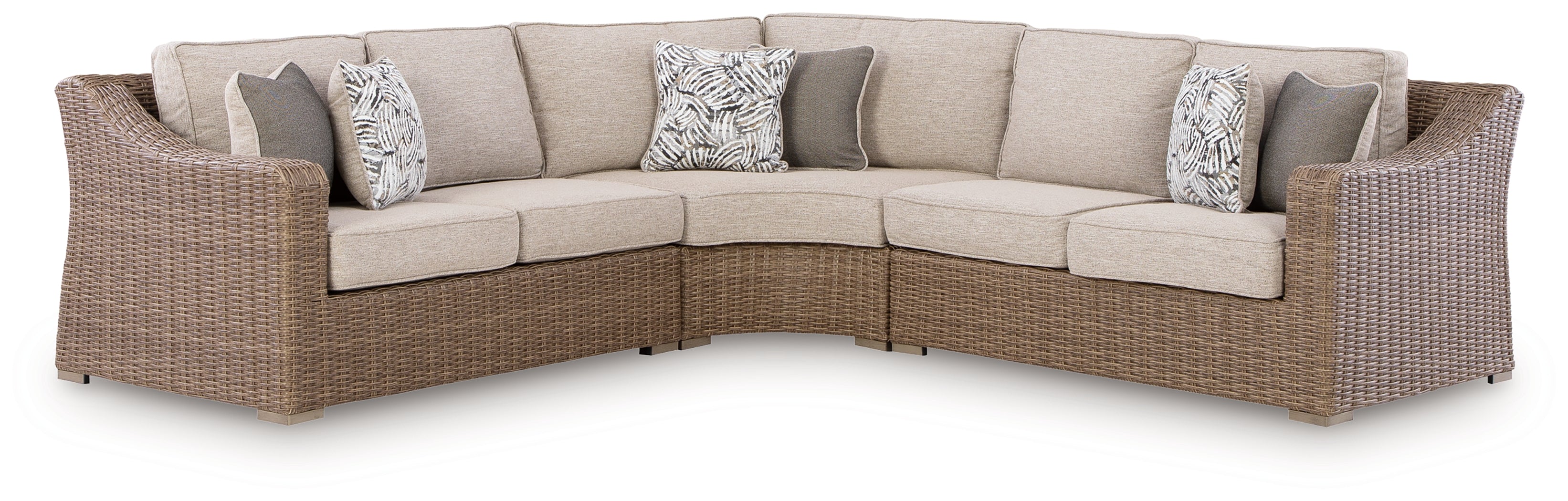 Family Deals Furniture - Ashley Furniture - Laguna Heights Outdoor - 3-Piece Outdoor Sectional / Beige - PCP790P1