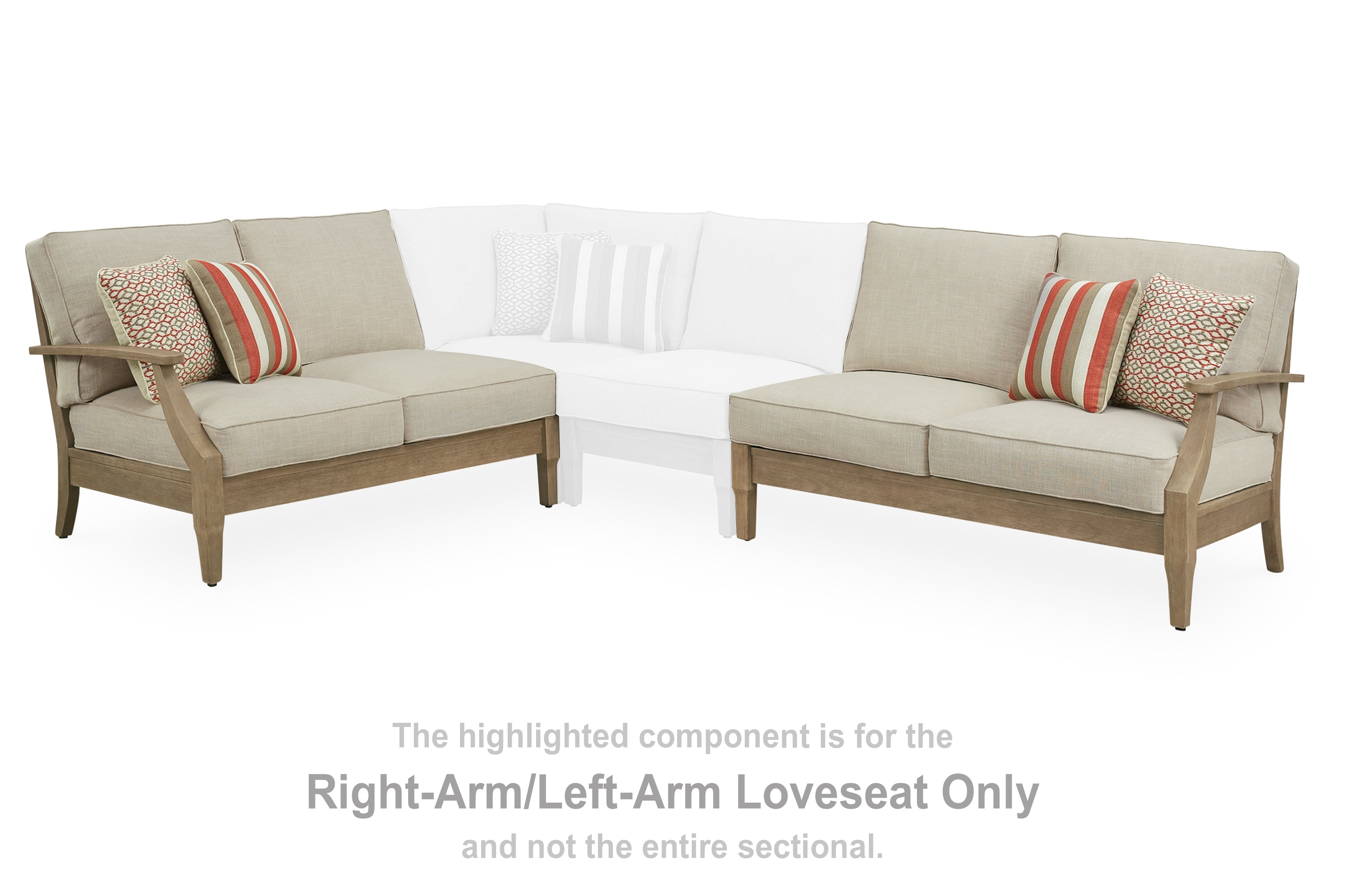 Family Deals Furniture - Ashley Furniture - Clare View Outdoor - RAF/LAF Loveseat w/CUSH (Set of 2) / Beige - P801-854
