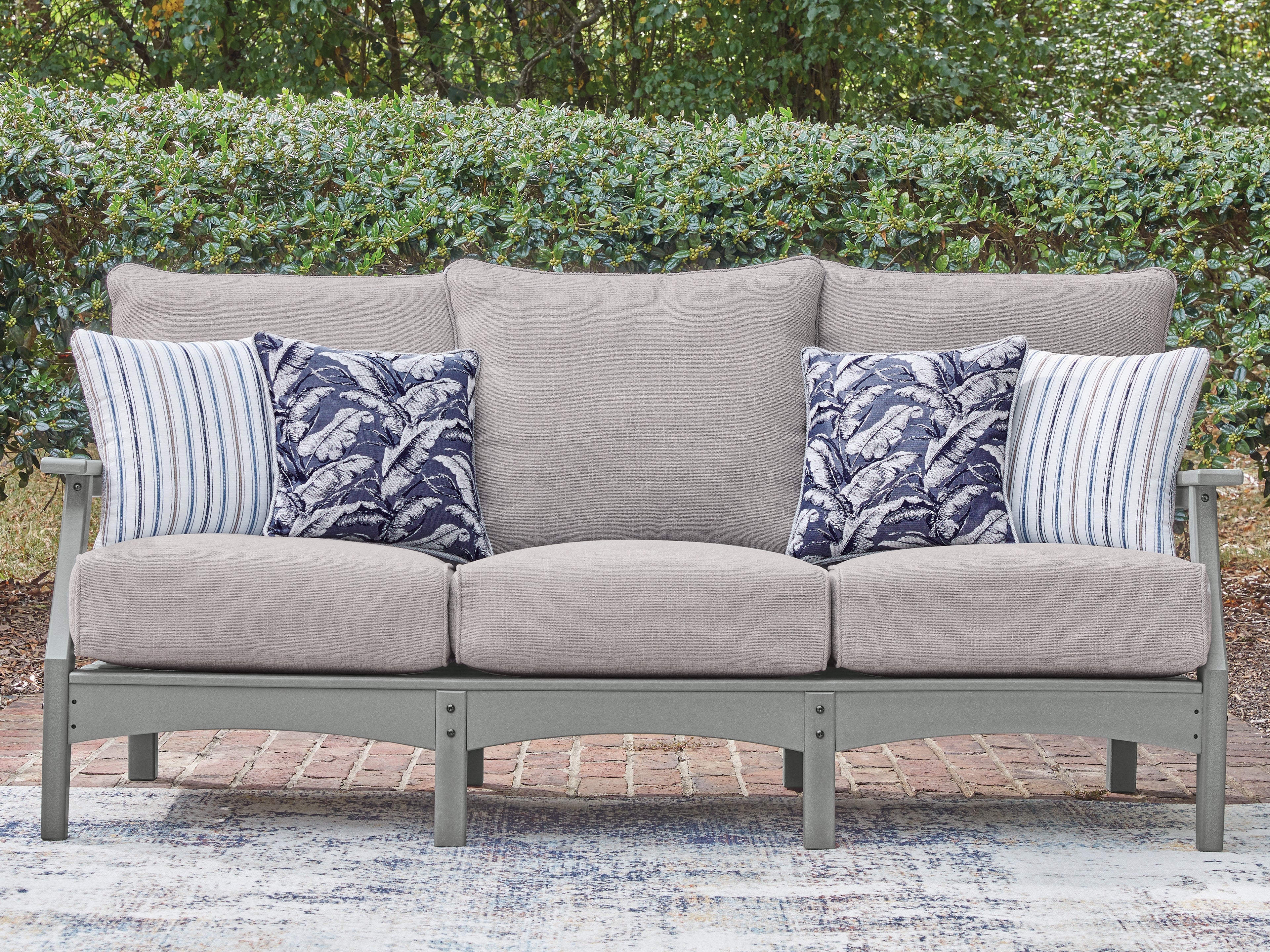 Family Deals Furniture - Ashley Furniture - Cove Beach Outdoor - Sofa with Cushion / Gray - PCP803-838