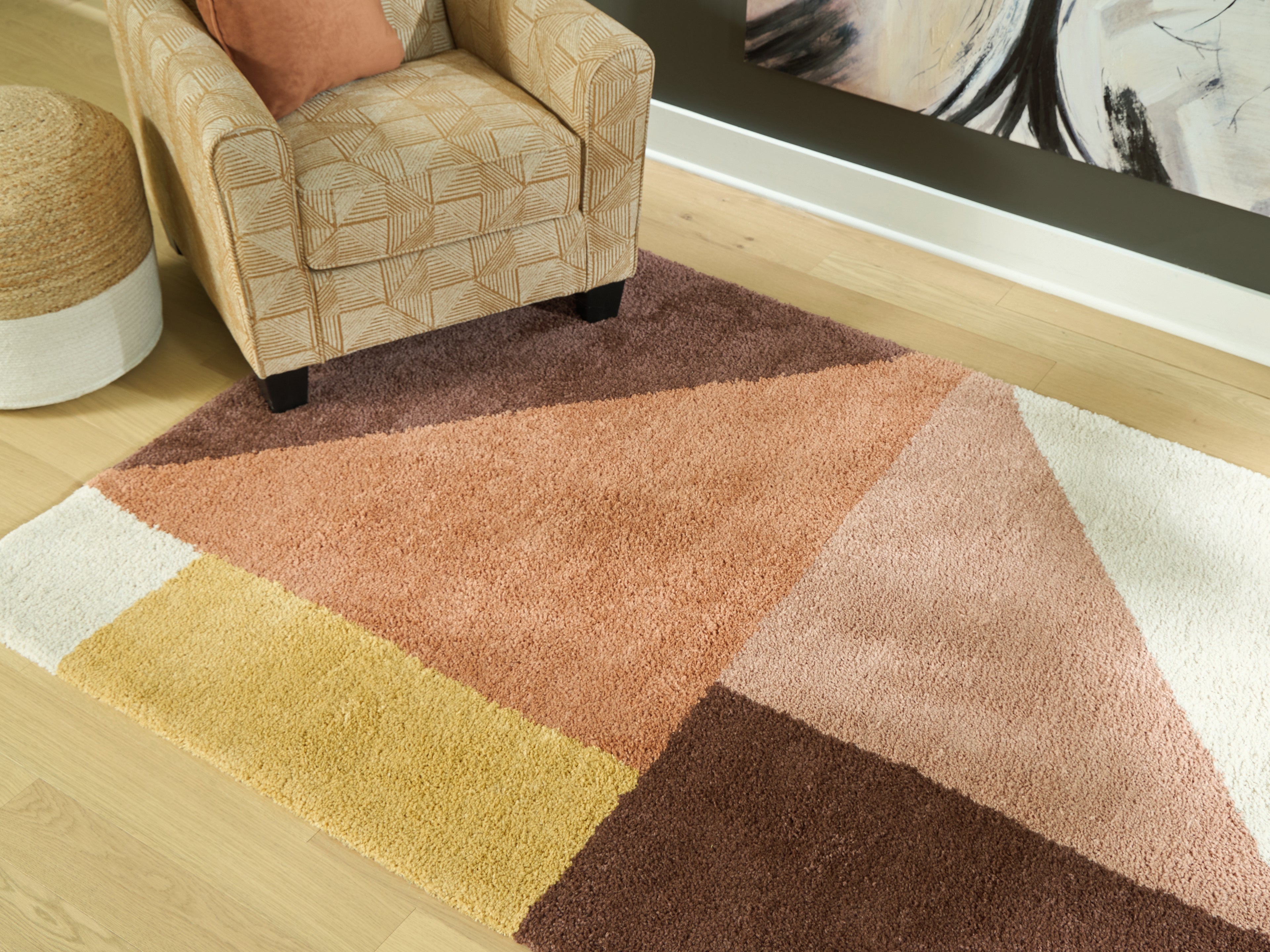 Family Deals Furniture - Ashley Furniture - Gailmore Rug - 5' x 7' Rug / Cream/Pink/Ocher - R407172