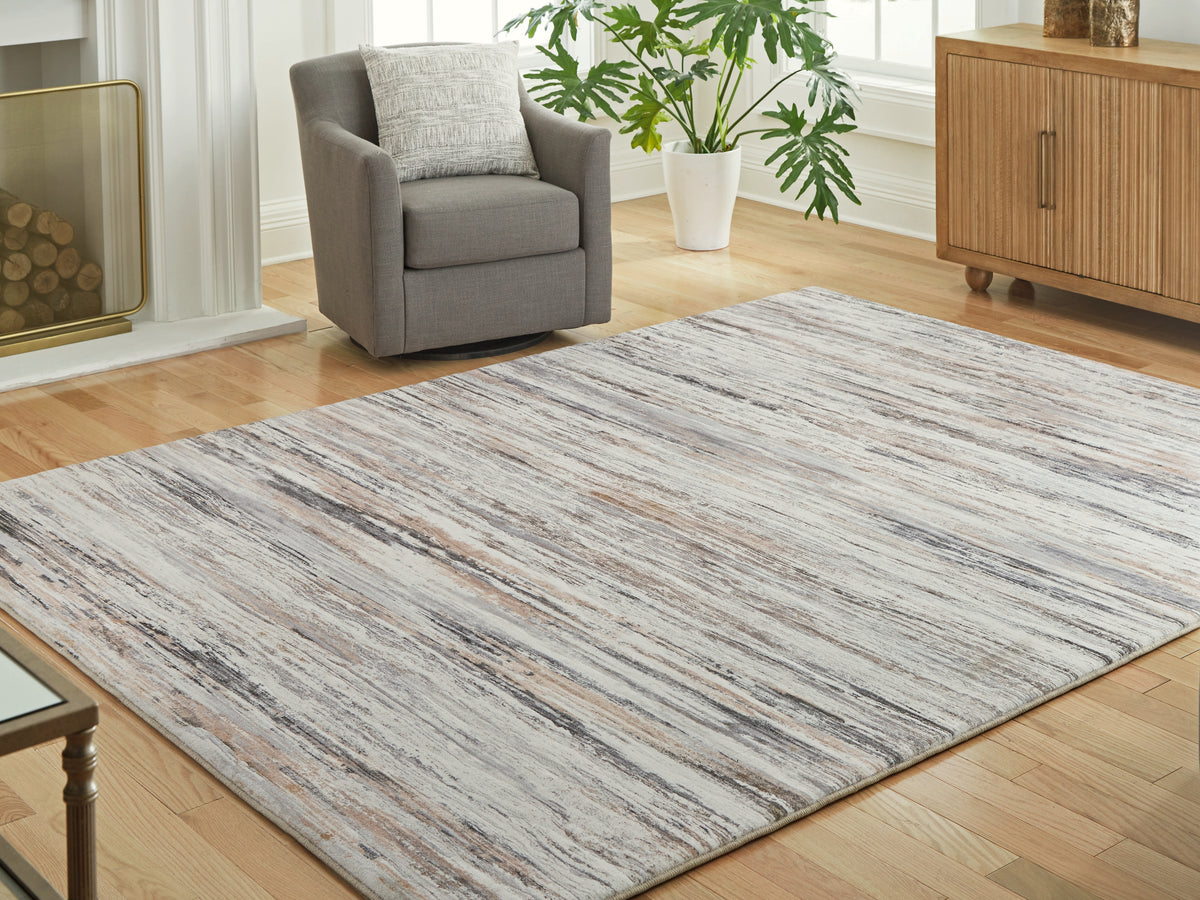 Family Deals Furniture - Ashley Furniture - Nace Rug - 7'6" x 9'6" Area Rug / Gray/Brown/White - R407471